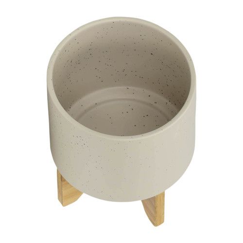 Designer × Homemade S/2 5/8" PLANTER W/ WOOD STAND, MATTE BEIGE Size US L / EU 52-54 / 3 - 5 Thumbnail