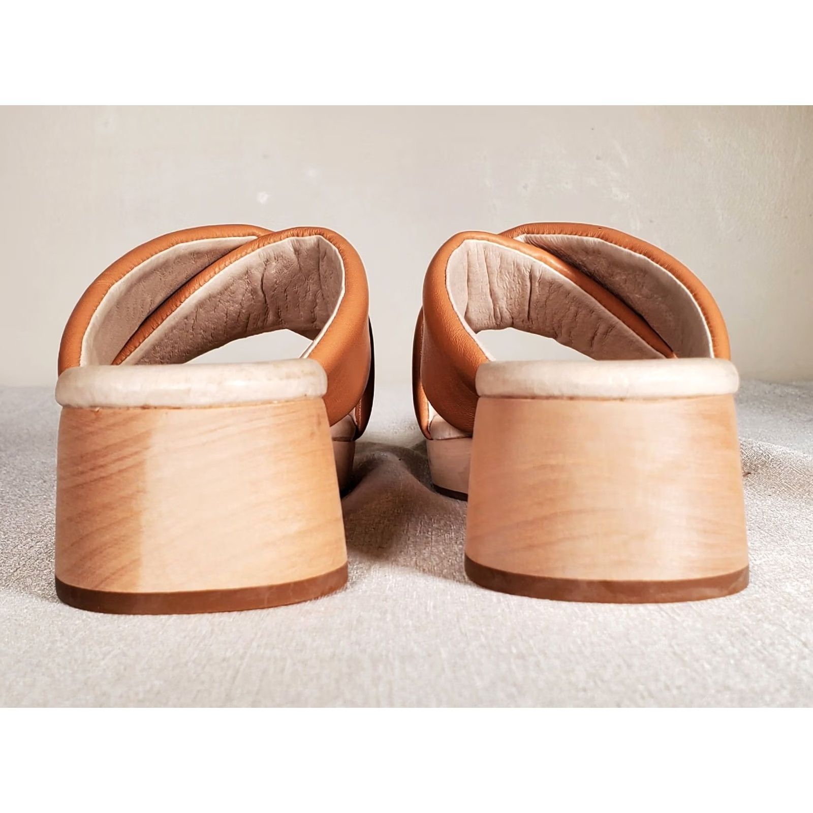 Sanctuary Sanctuary Lively Soft Tan Leather Wood Heel Platform Sandals Women US 9 M New♪ Size US 9 / IT 39 - 7 Thumbnail
