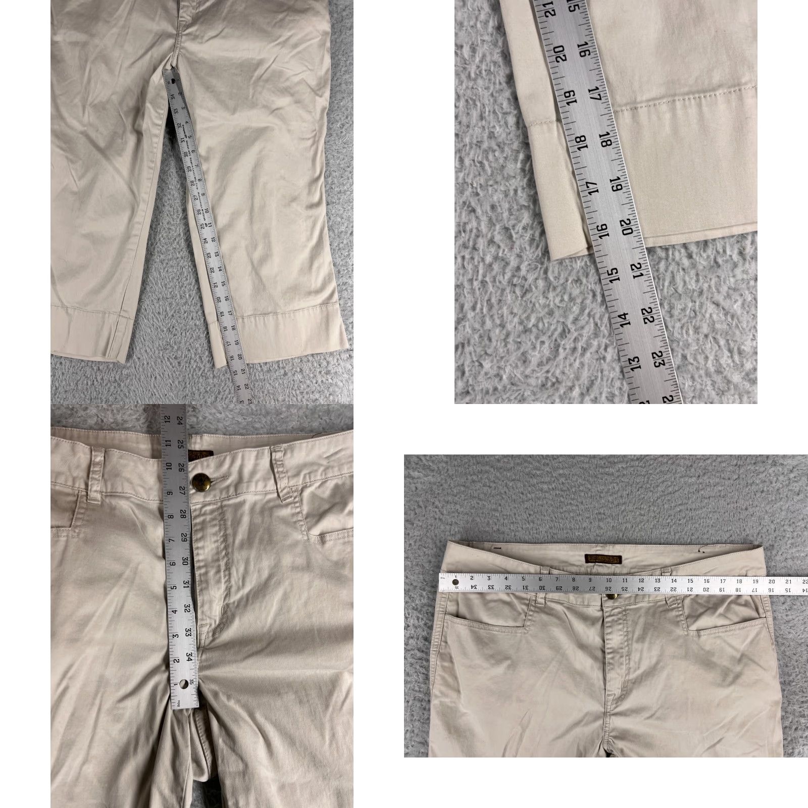 Vintage Zana Di Pants Womens 18 Beige Capri Chino Flat Front Stretch Crop Cotton Blend - Mid Rise, Beige, Classic Fit, Regular Size 18, Womens, Pants Size 40" / US 18 - 8 Thumbnail