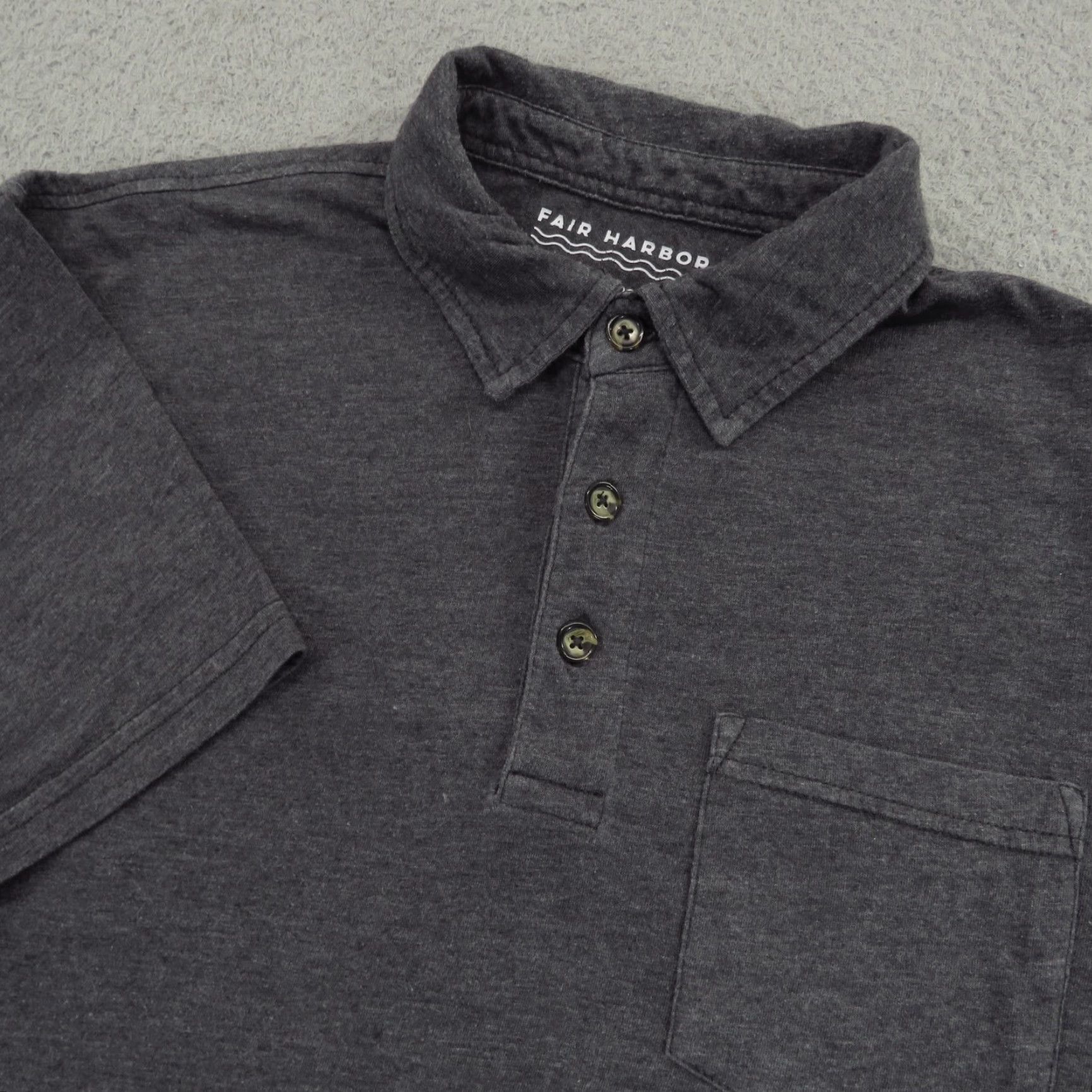 Vintage Fair Harbor Polo Shirt Mens Large Grey Charcoal Heather Short Sleeve Surf Beach Size US L / EU 52-54 / 3 - 2 Thumbnail