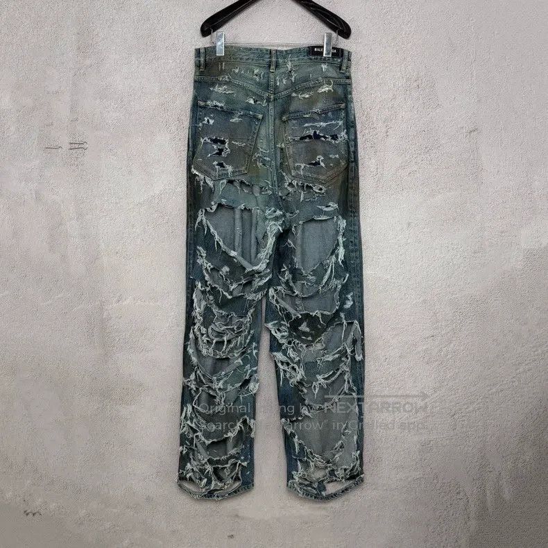 Balenciaga Balenciaga size S Super Distressed Mud Dyed Destroyed Whit Size US 27 - 1 Thumbnail