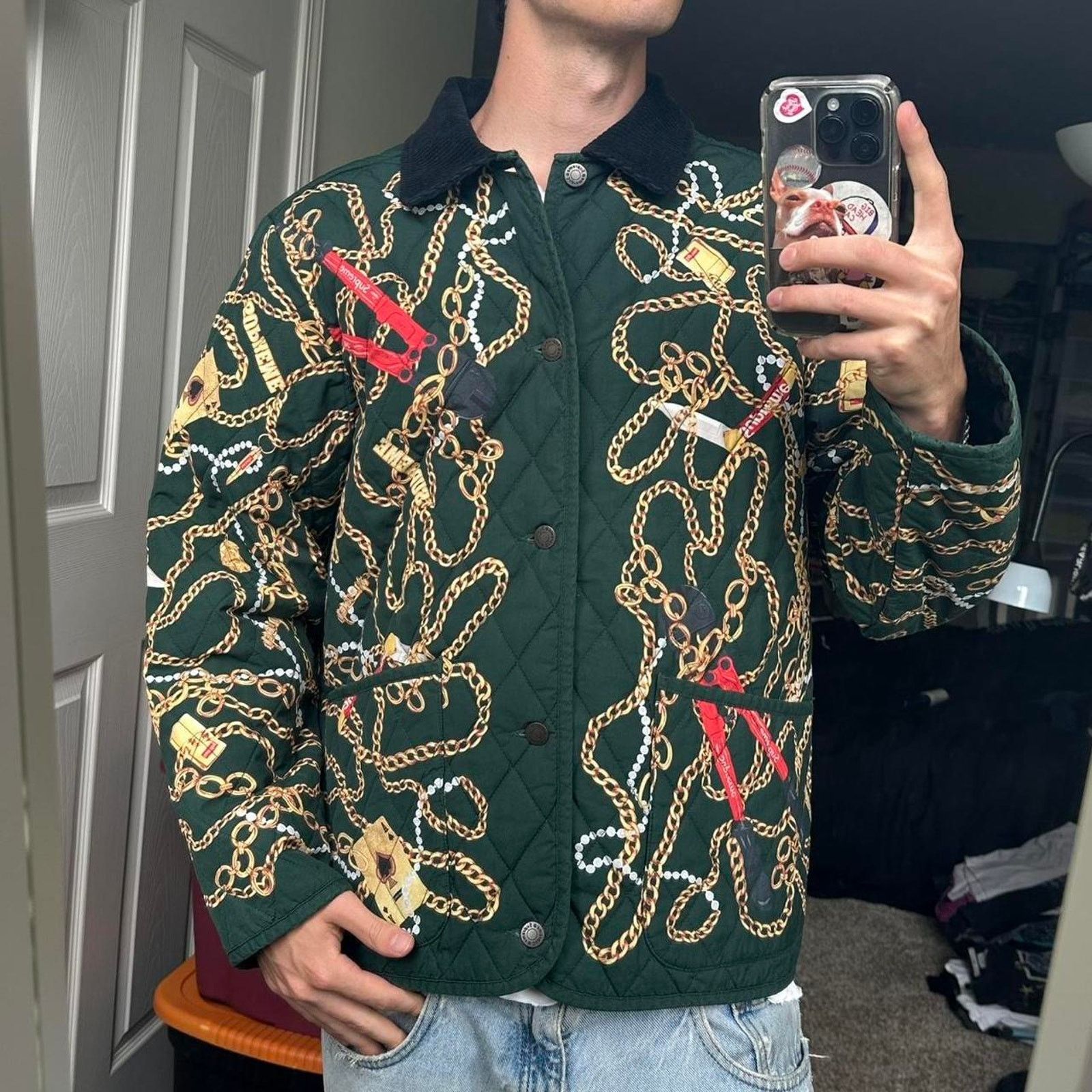 Supreme FW20 Supreme Green Quilted Gold Chain Quilted Work Jacket Size US M / EU 48-50 / 2 - 8 Thumbnail