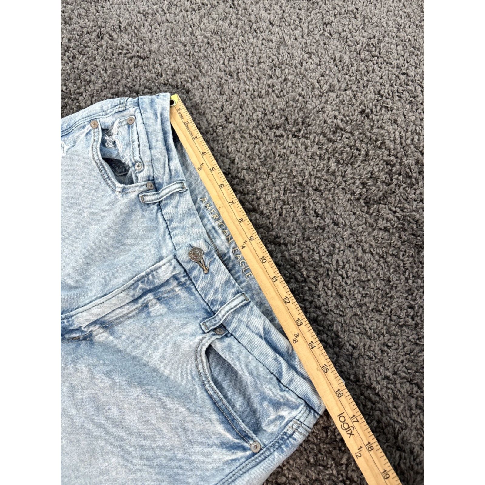 American Eagle Outfitters American Eagle Jeans Womens 14 Short Reg Blue Curvy Super High Rise Baggy Straight 90s Bohemian Grunge Mens Womens Girls Size 36" / US 14 / IT 50 - 4 Thumbnail