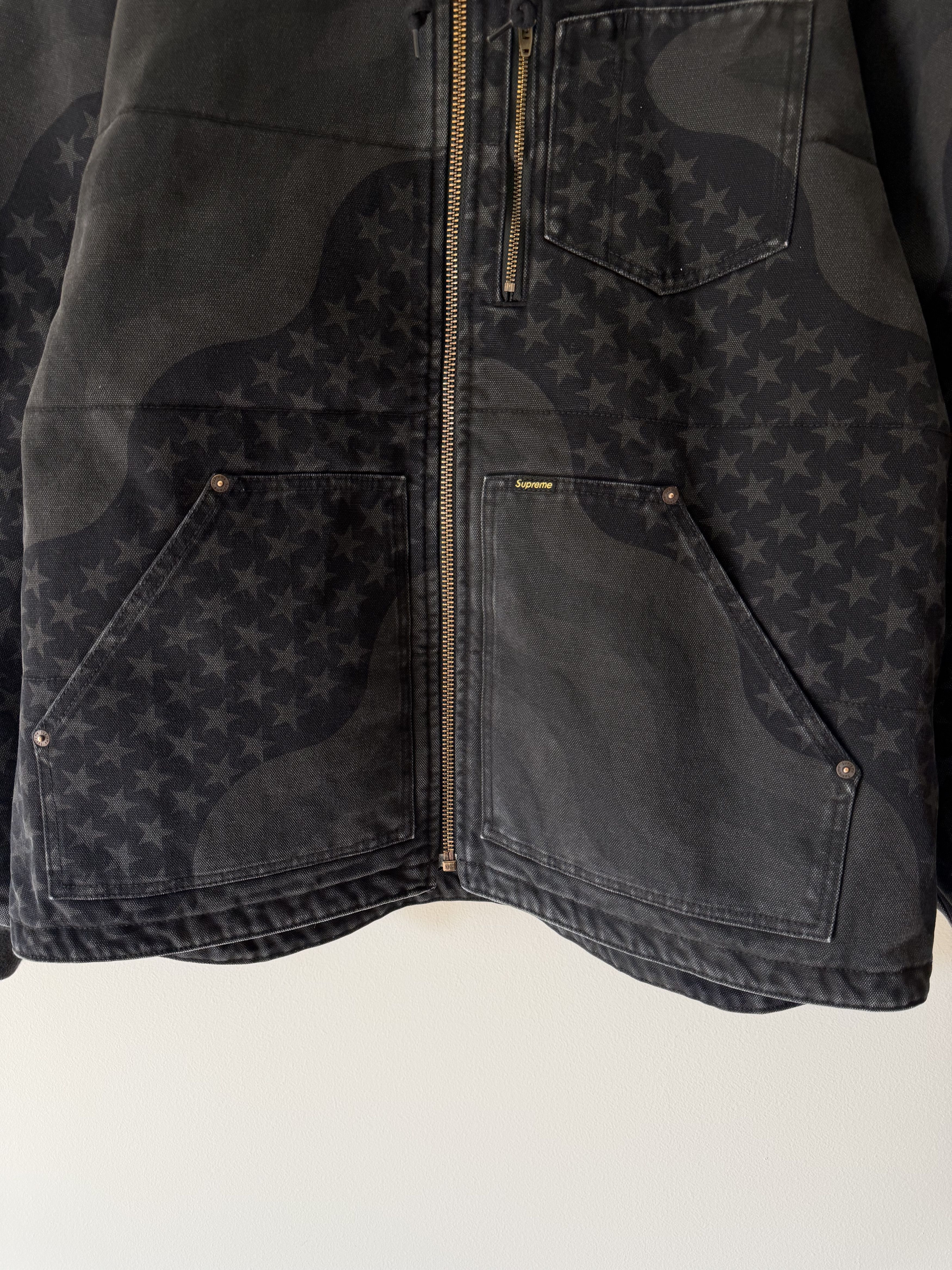 Supreme Supreme Flag Quilted Hooded Work Jacket in Black Size US XL / EU 56 / 4 - 3 Thumbnail