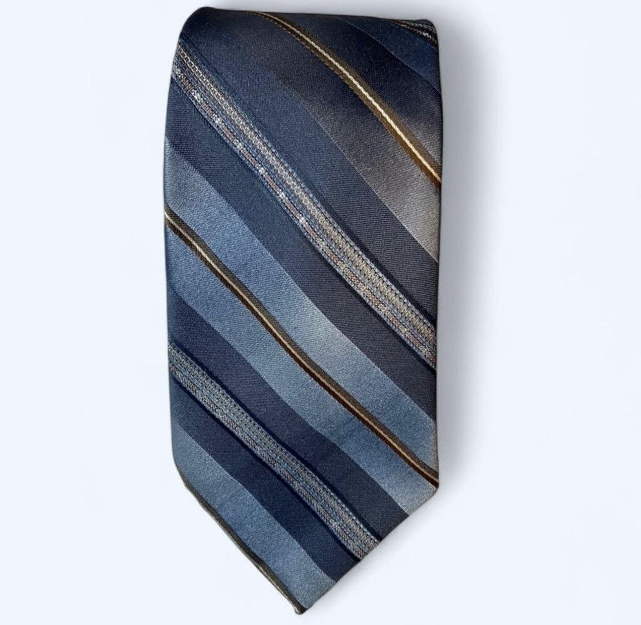Sears Vtg Sears Men’s Store Blue w/Dark Blue Striped Woven Tie Size ONE SIZE - 1 Thumbnail