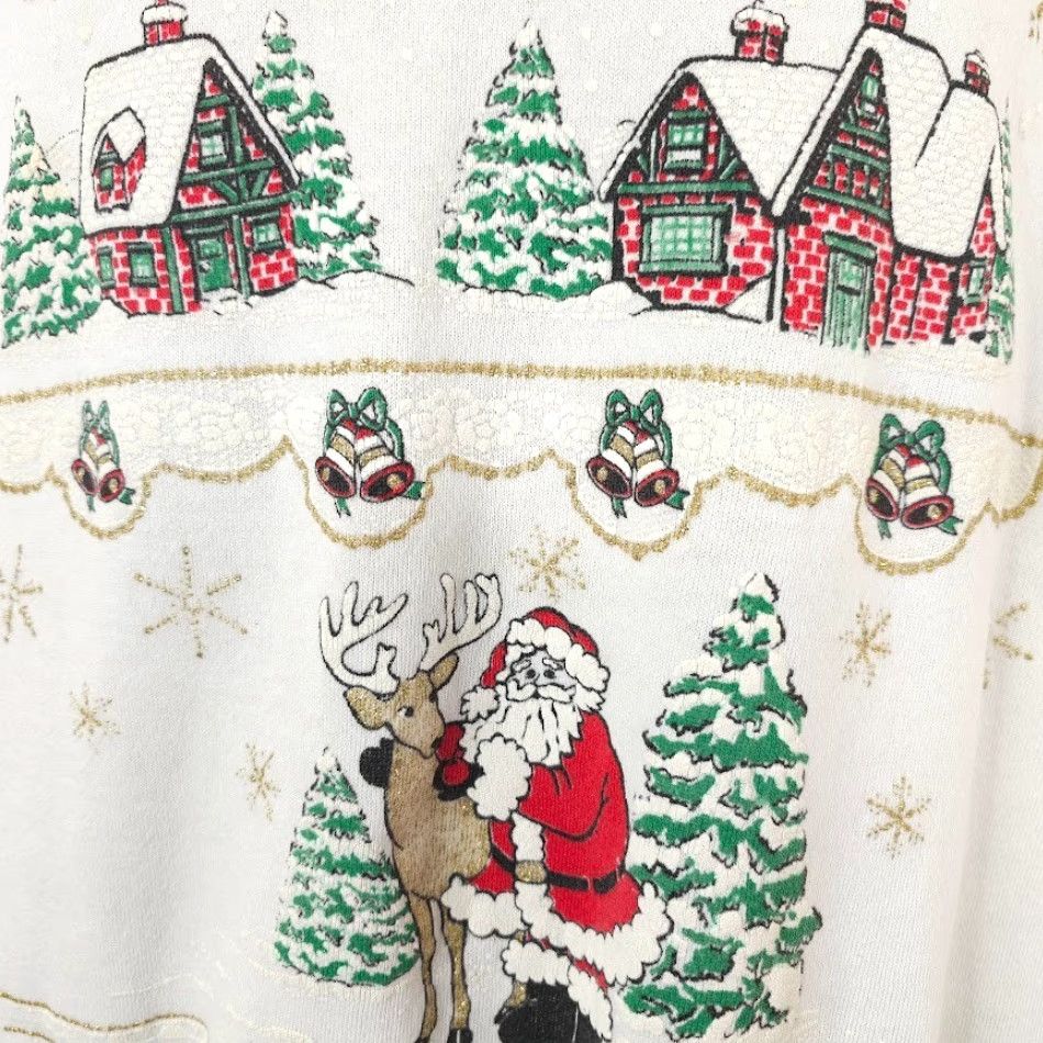 Vintage VINTAGE Raisin Christmas Sweatshirt Mens Large White 90s Santa Claus Reindeer USA Sweatshirt Size US L / EU 52-54 / 3 - 3 Thumbnail