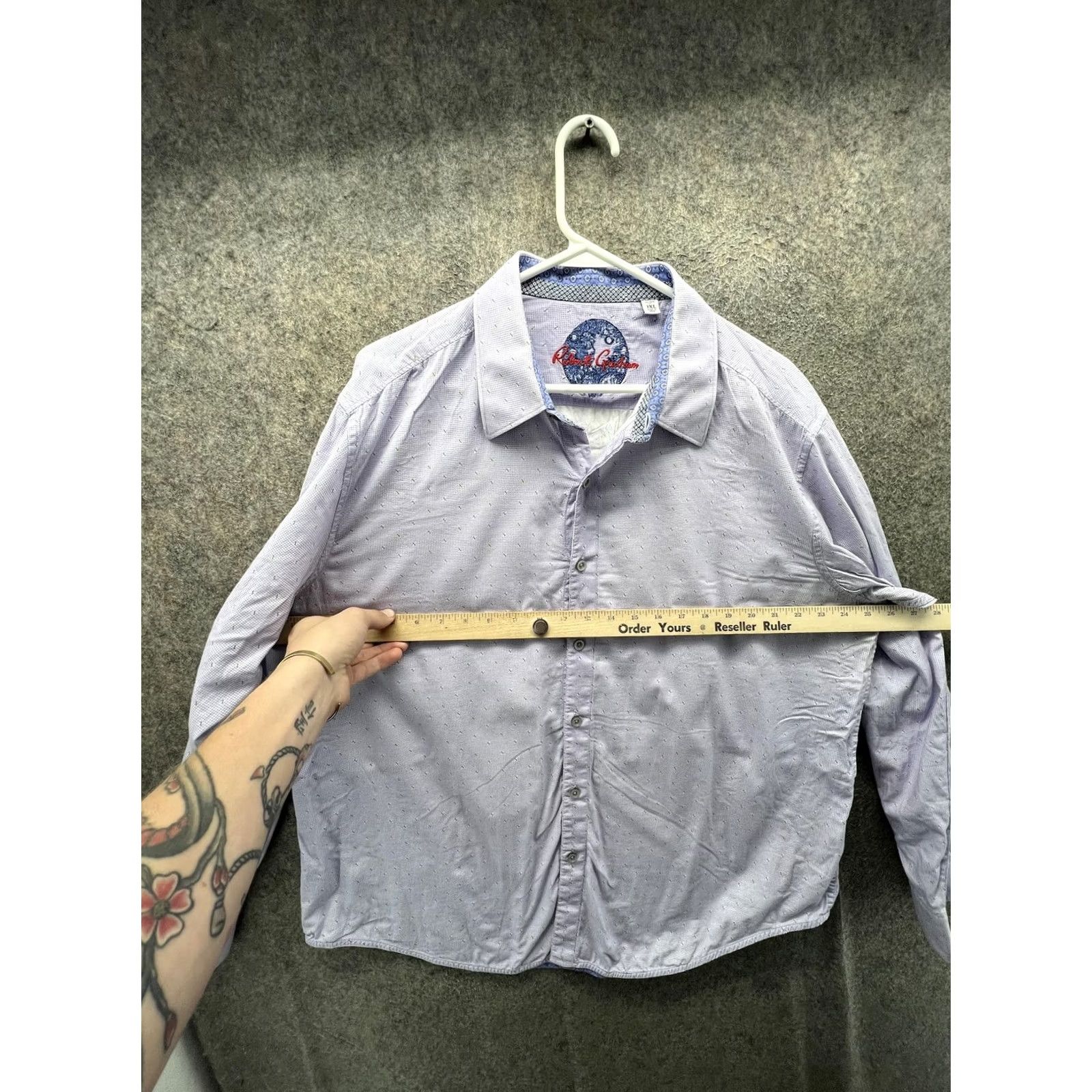 Robert Graham Robert Graham Shirt Mens 3XL Purple Check Long Sleeve Button Front Slim Fit Size US XXL / EU 58 / 5 - 4 Thumbnail