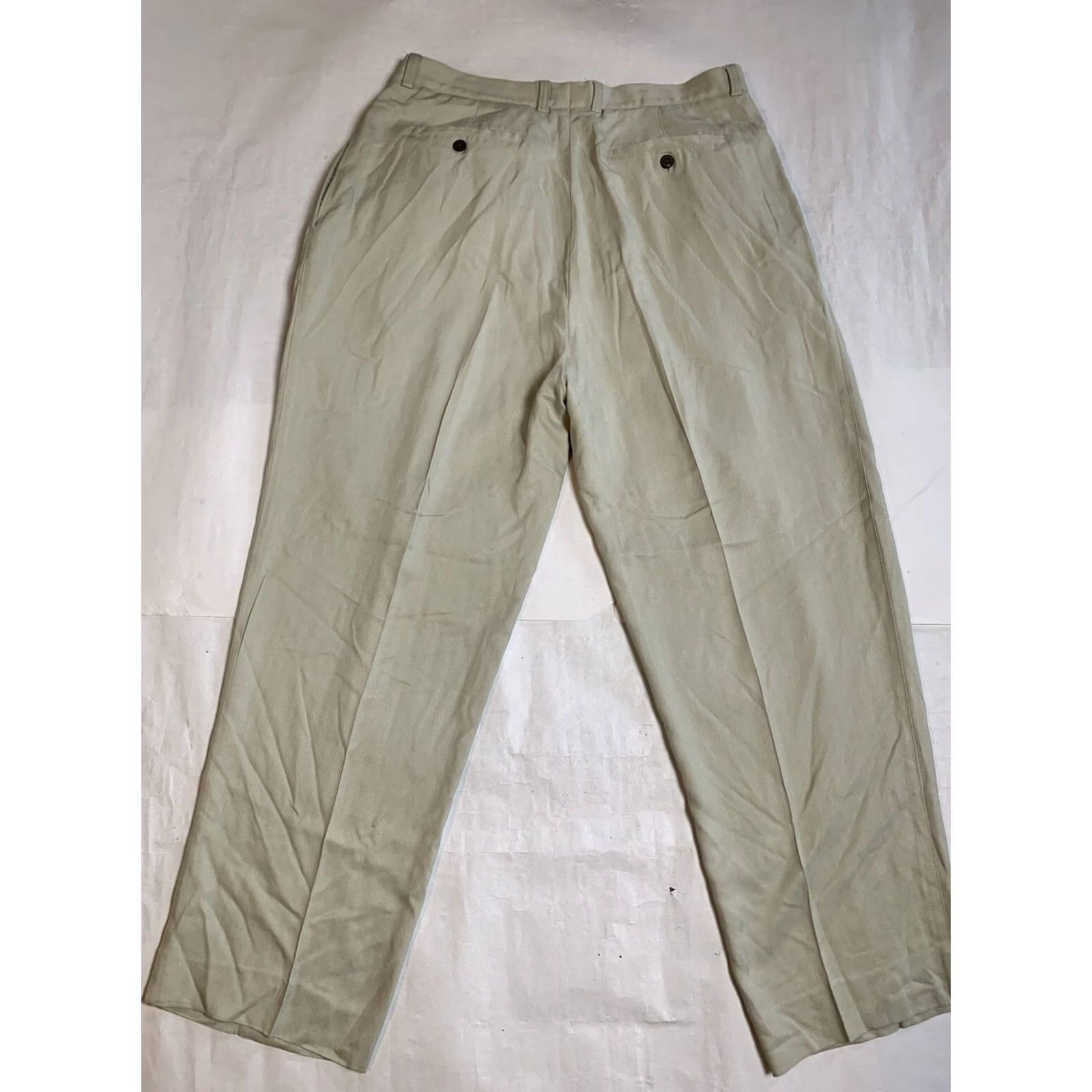 Tommy Bahama VINTAGE Tommy Bahama Pants Mens Size 38 Beige 100% Silk Pants Straight Leg Pleated Front Size US 38 / EU 54 - 2 Thumbnail