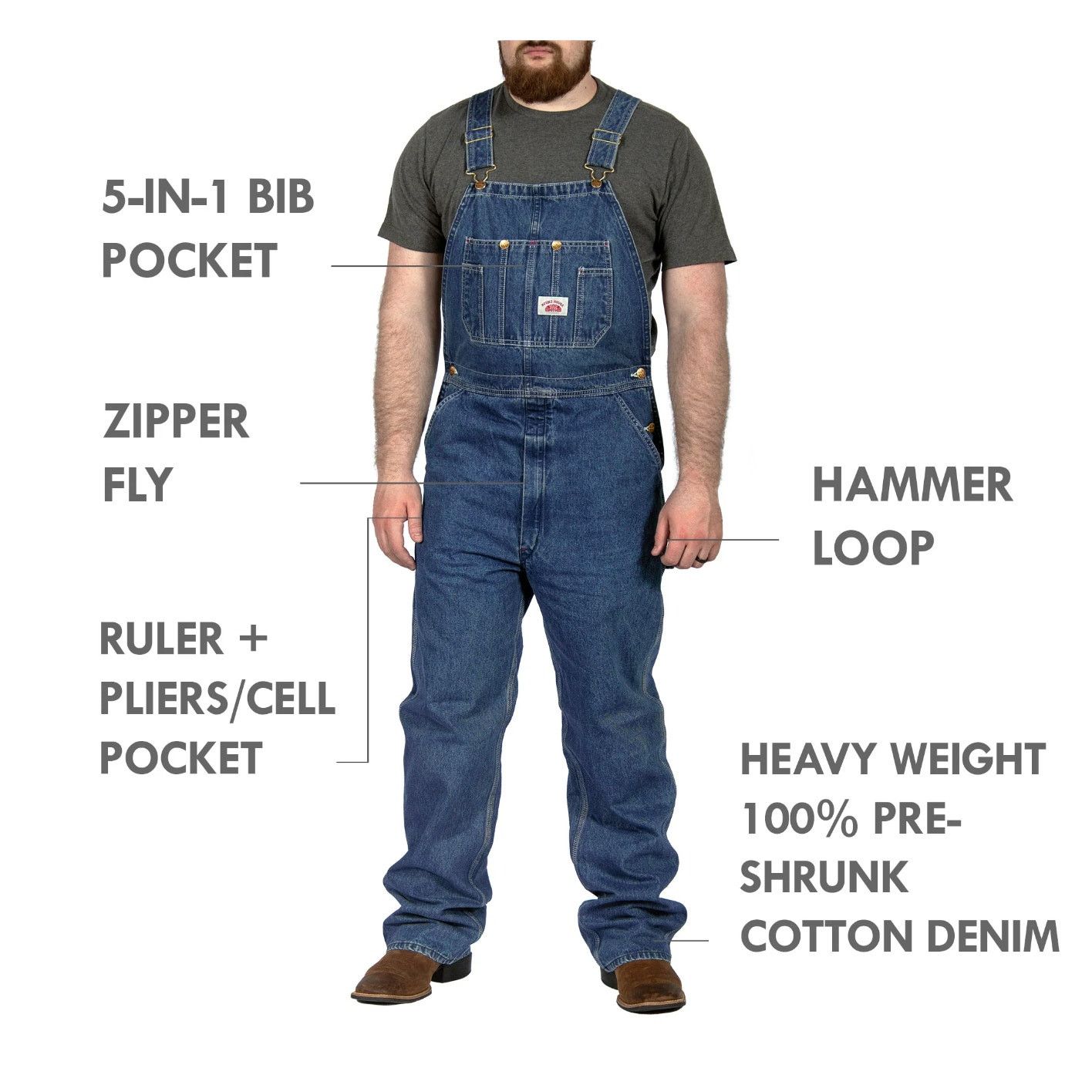 Other Round House Denim Overalls Blue Jeans Lot 699 Size US 44 / EU 60 - 11 Thumbnail