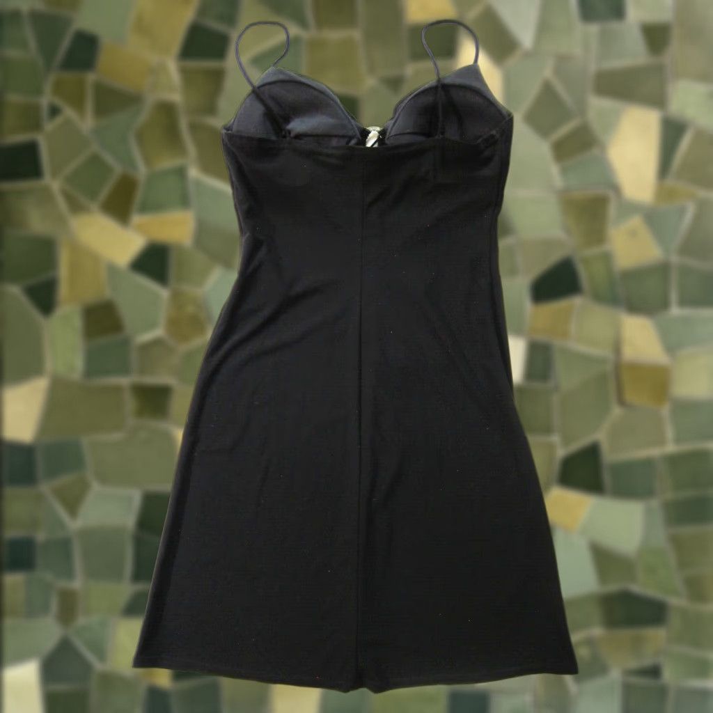 Vintage VINTAGE Jump JUMP Wendye Chaitin Jewel Black Stretch Spaghetti Strap Ruffle Dress 3/4 Dress Size S / US 4 / IT 40 - 1 Thumbnail