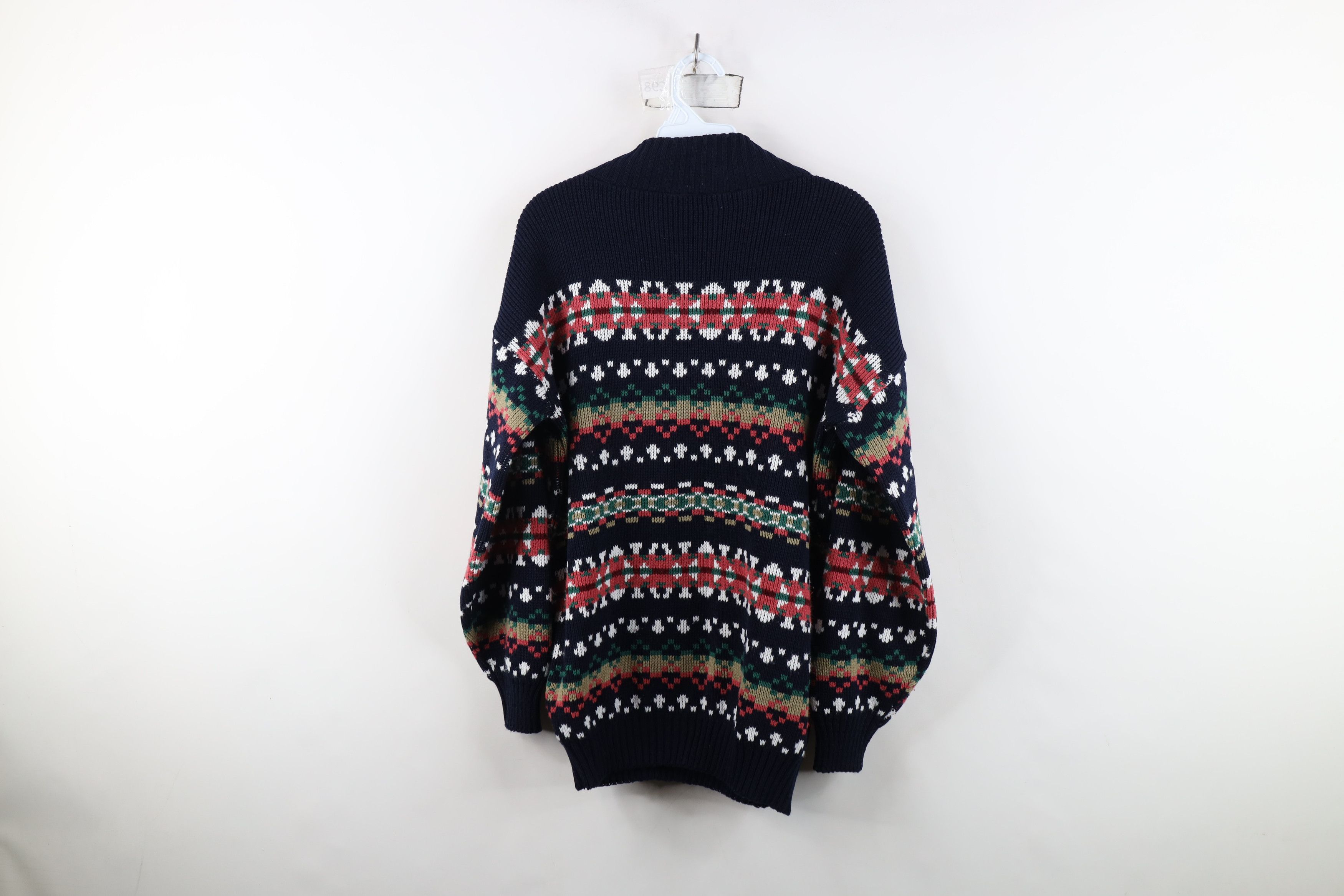 Vintage Vintage 90s Streetwear Fair Isle Knit Mock Neck Sweater USA Size L / US 10 / IT 46 - 7 Thumbnail