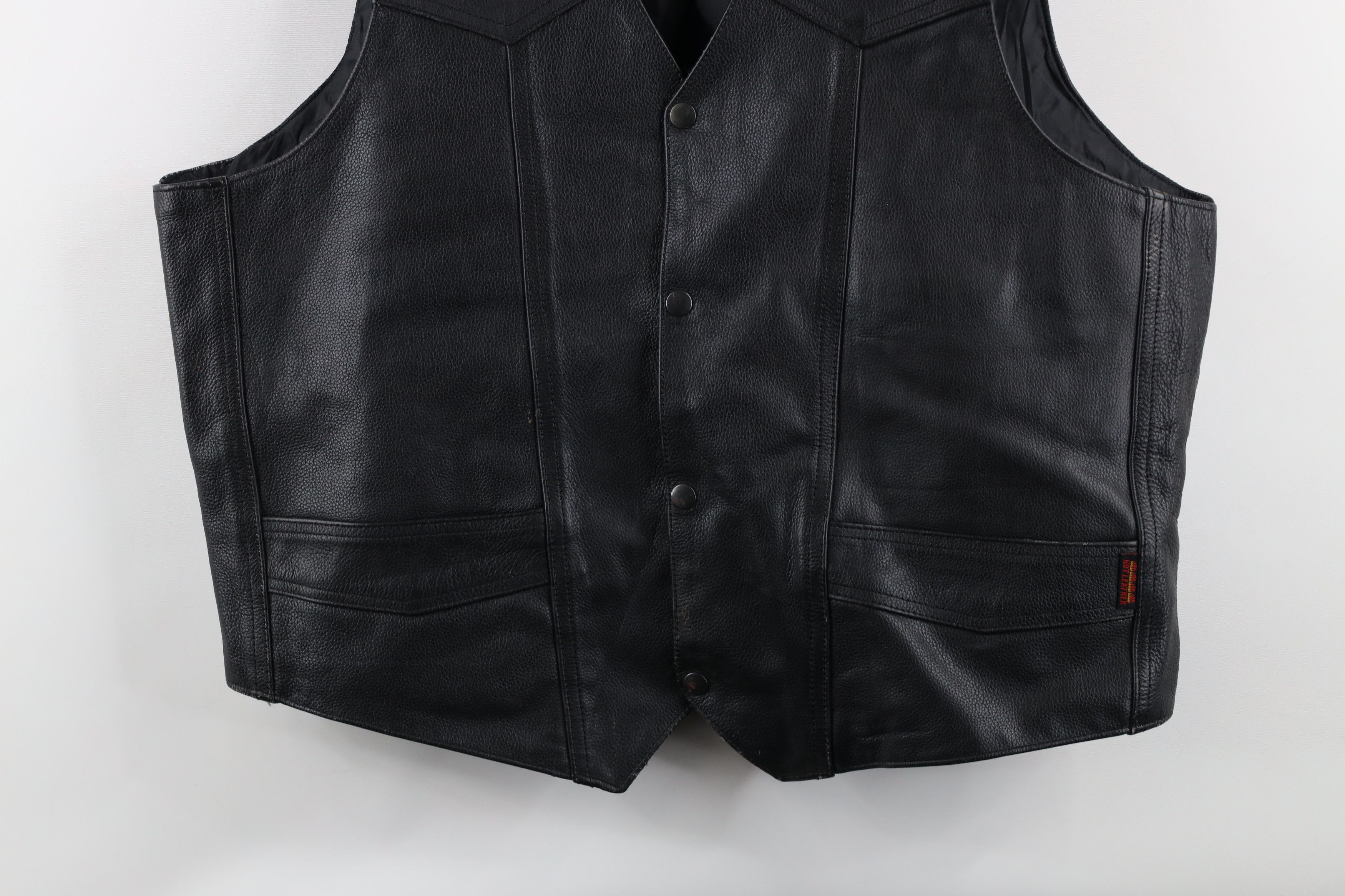 Vintage Vintage Streetwear Eagle Fire Flames Leather Motorcycle Vest Size US XXL / EU 58 / 5 - 3 Thumbnail