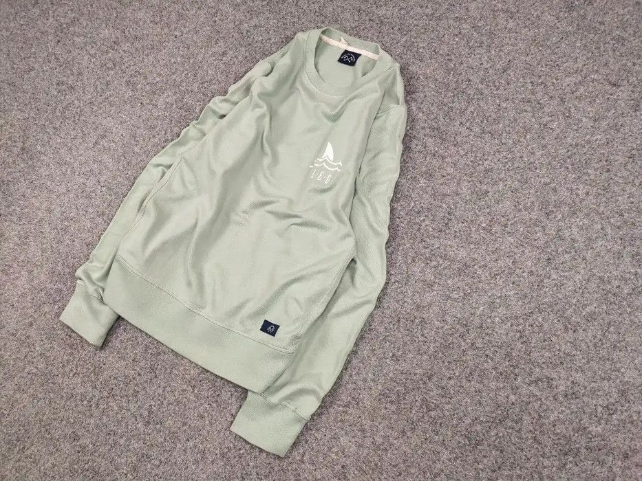 Bleu De Paname Crew Check Logo Jumper Sweatshirt in Green, Men's — image 2 of 6