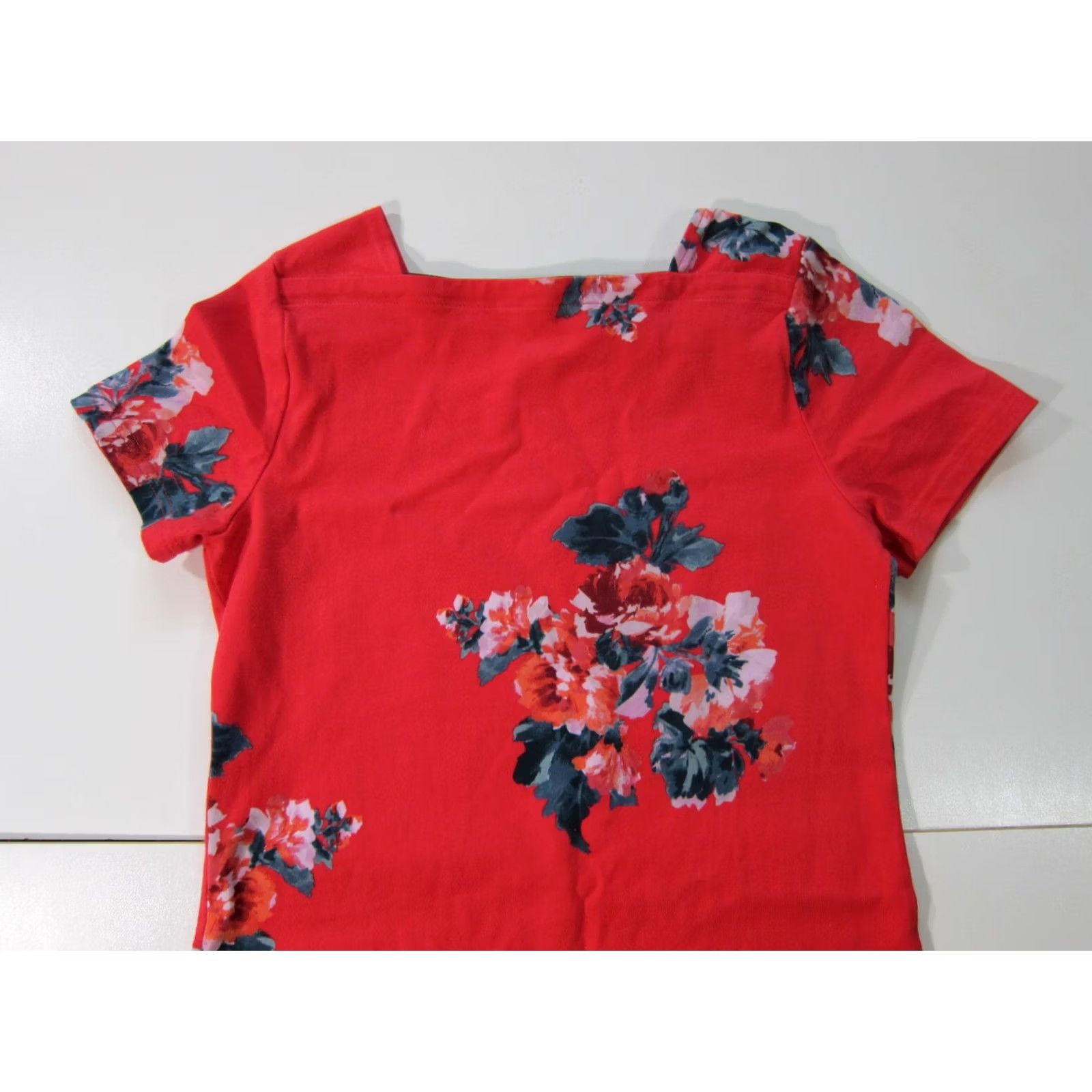 Vintage Joules Francis Cotton Stretch Red Green Floral Straight Tunic Pocket Shirt Dress Size 6 Size M / US 6-8 / IT 42-44 - 5 Thumbnail