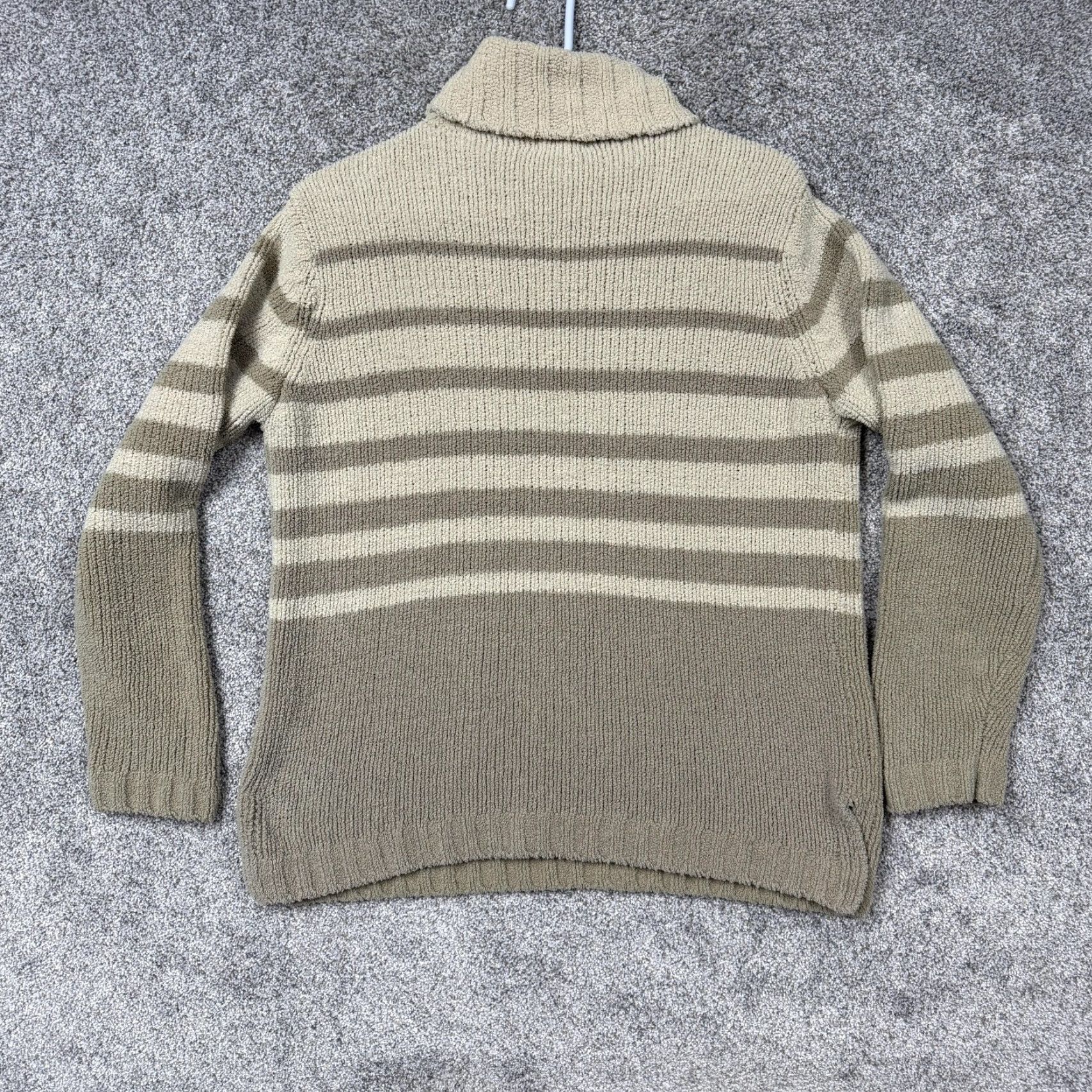 Vintage VTG Classic Elements Sweater Womens M Beige Striped Turtleneck Knit Preppy 90s Vintage Pullover Size M / US 6-8 / IT 42-44 - 7 Thumbnail