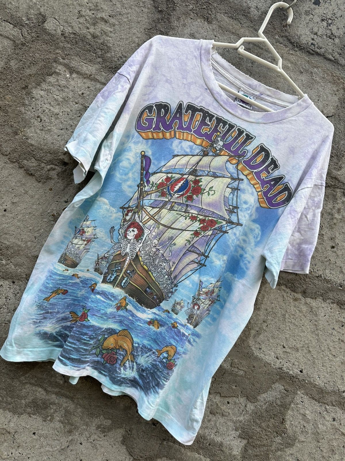 Grateful Dead × Liquid Blue × Vintage 1993 Vintage greatful dead ship of fools tie dye T-shirt Size US XL / EU 56 / 4 - 2 Thumbnail