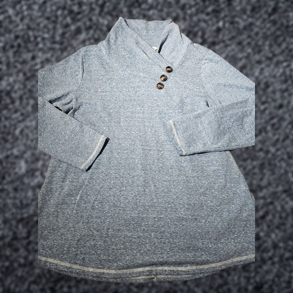 Soft Surroundings Soft Surroundings Shirt Womens XL Blue Brinley Tunic Top Cowl Henley Button Shirt XS? Size XL / US 12-14 / IT 48-50 - 1 Thumbnail
