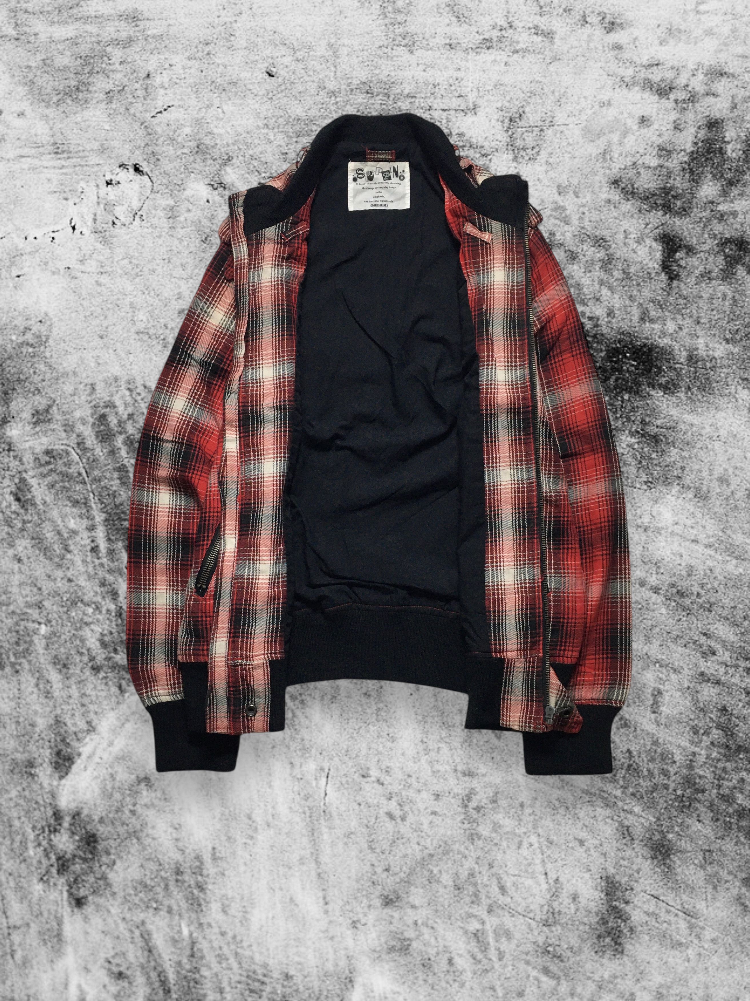Japanese Brand Japanese Punk Red Tartan Long Zip Jacket Size US M / EU 48-50 / 2 - 7 Thumbnail