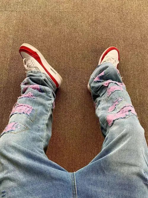 Japanese Brand × Jean High Street Washed Design Pink Ripped Jeans Size US 32 / EU 48 - 4 Thumbnail