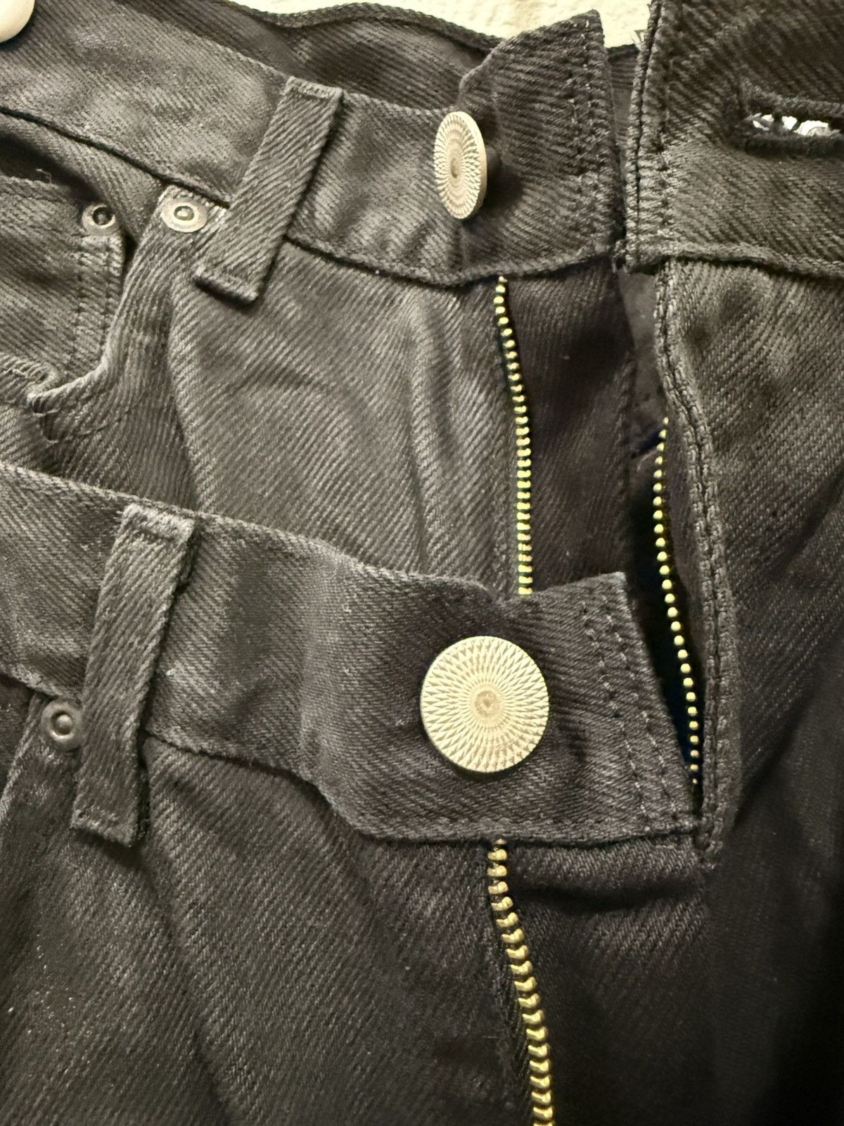 Hysteric Glamour Bi0me double-waist waxed jeans Size US 28 / EU 44 - 5 Thumbnail