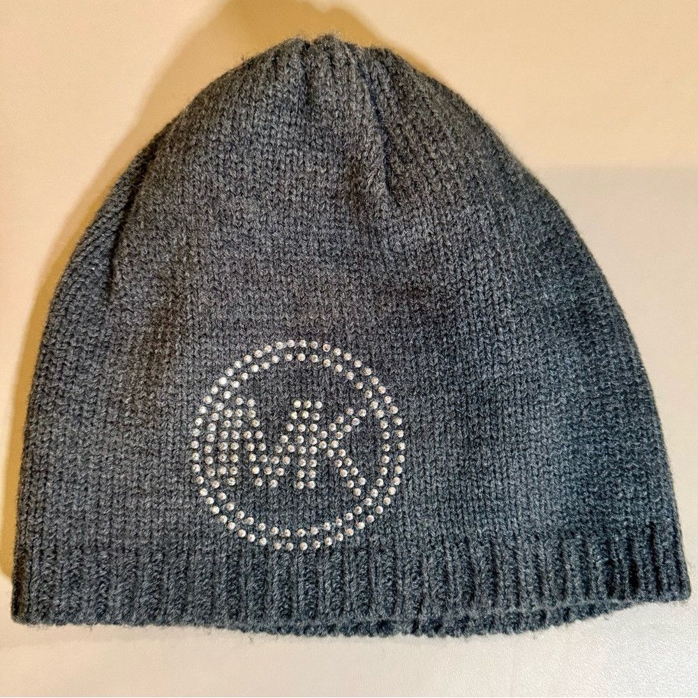 Michael Kors Michael Kors Charcoal Beanie with Sparkling Logo Size ONE SIZE - 1 Thumbnail