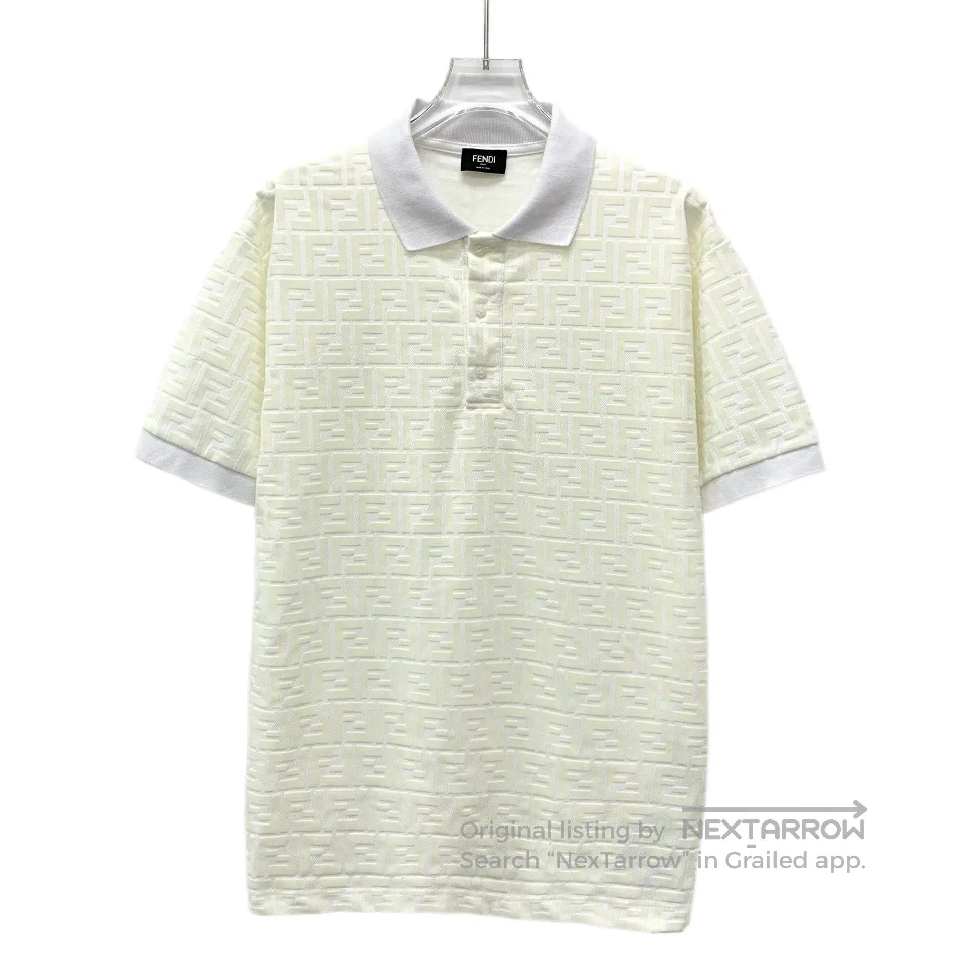 Fendi fendi beige logo print short sleeve polo. Size US M / EU 48-50 / 2 - 1 Thumbnail