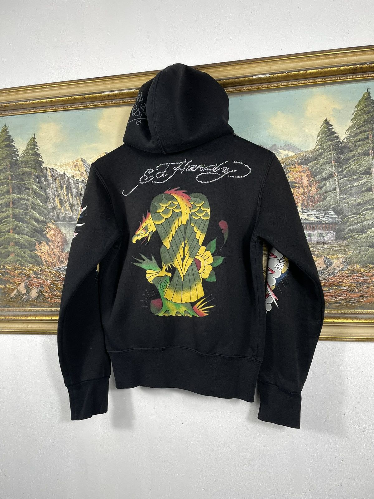Christian Audigier × Ed Hardy × Vintage Ed Hardy Retro 00s Hoodie With Crystals Affliction Grunge Size M / US 6-8 / IT 42-44 - 6 Thumbnail
