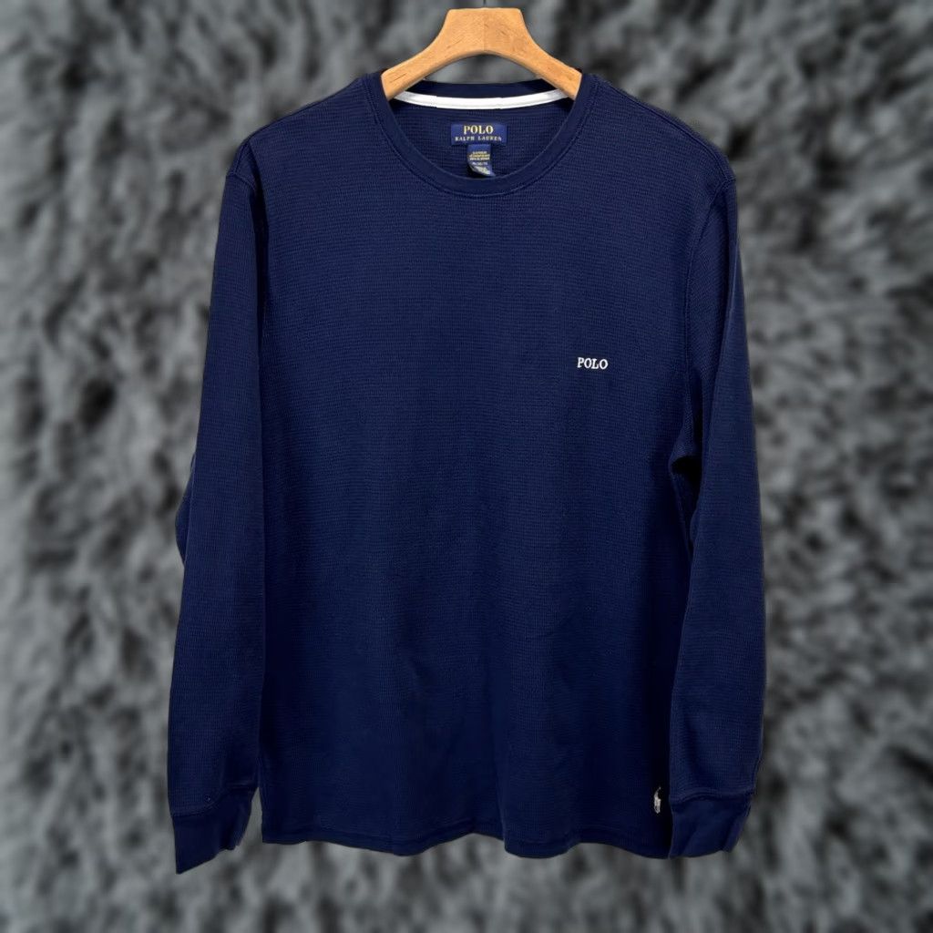 Polo Ralph Lauren VINTAGE Polo Ralph Lauren Thermal Sleepwear Shirt XL Mens Blue Pony Logo Waffle Knit Long Sleeve Sleep Shirt Size US XL / EU 56 / 4 - 1 Thumbnail