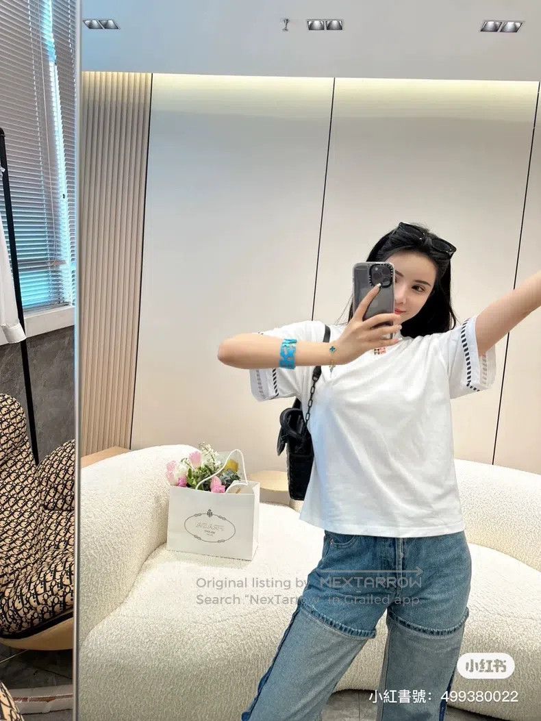 Hermes Hermes White Printed Short Sleeve T-Shirt Top Size XS / US 0-2 / IT 36-38 - 8 Thumbnail