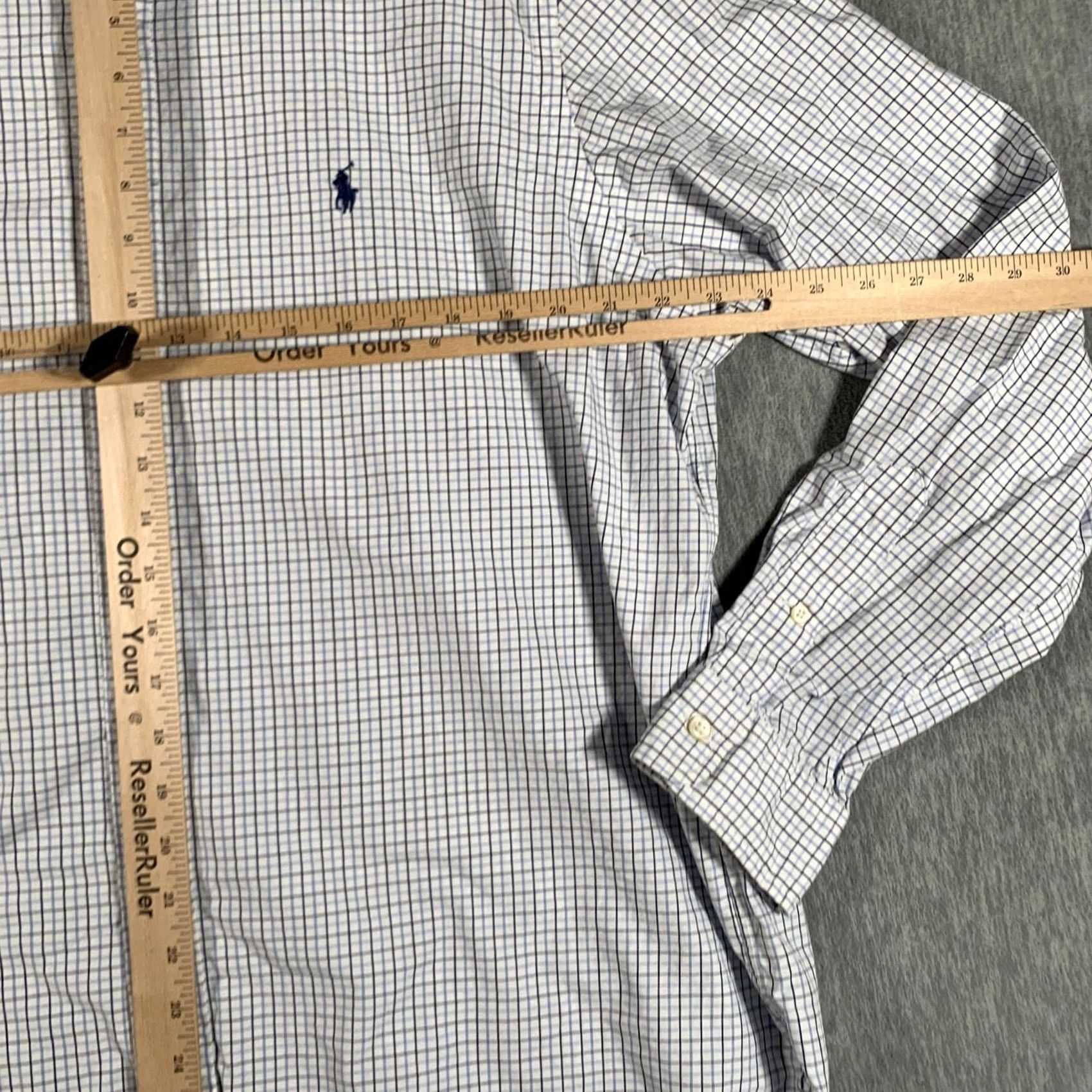Ralph Lauren Ralph Lauren Shirt Mens 17.5 44 White Blue Check Button Down Dress Shirt Size 48R - 7 Thumbnail