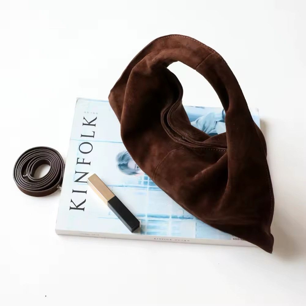 Designer × Vintage Retro Style Suede Leather Shoulder Small Bag Size ONE SIZE - 2 Thumbnail
