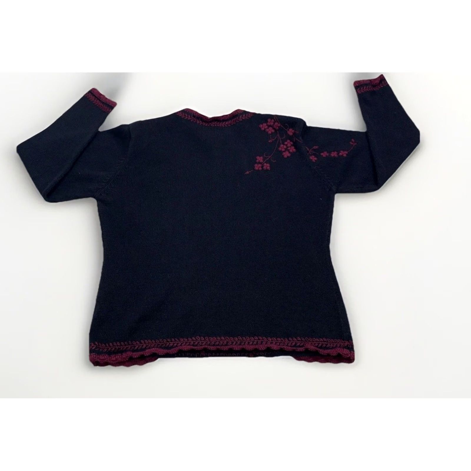Vintage VINTAGE Christopher & Banks Embroidery Floral Knit Sweater XL Women Pullover 90s Black Long Sleeve Autumn Winter Spring Size XL / US 12-14 / IT 48-50 - 4 Thumbnail