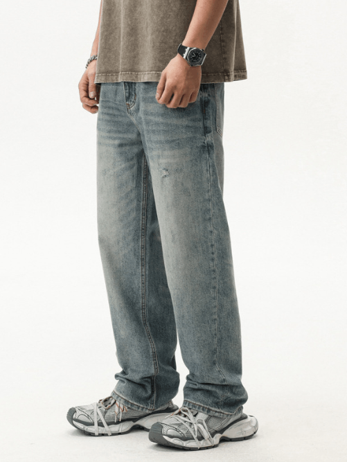 Japanese Brand Japanese retro washed blue distressed straight jeans Size US 34 / EU 50 - 2 Thumbnail