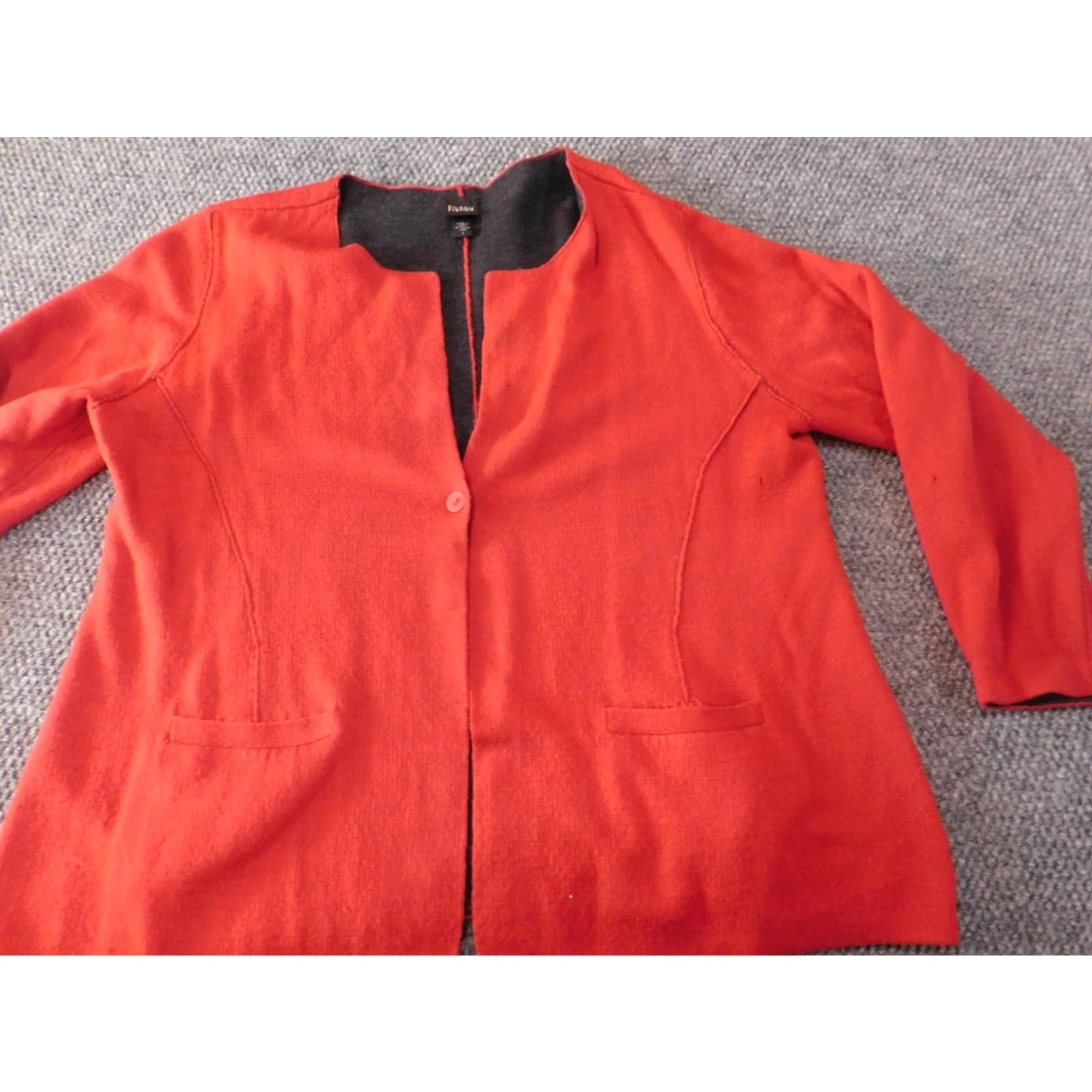Eileen Fisher Eileen Fisher Sweater Cardigan Womens Large Red Wool Knit Button Open Round Neck Long Sleeve Raglan Stretch Vintage No (adjust if necessary) Size L / US 10 / IT 46 - 2 Thumbnail