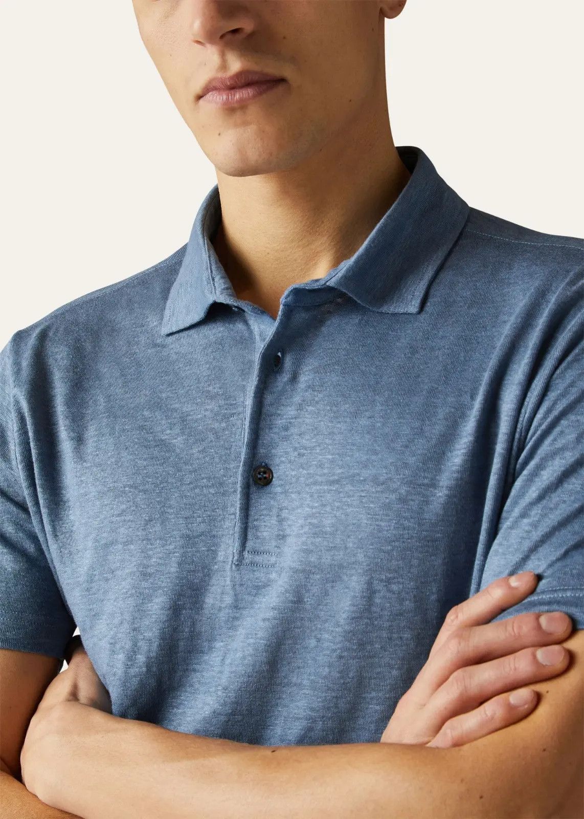 Loro Piana o1srvl11e1224 Linen Jersey Polo Shirt in Blue Size US M / EU 48-50 / 2 - 4 Thumbnail