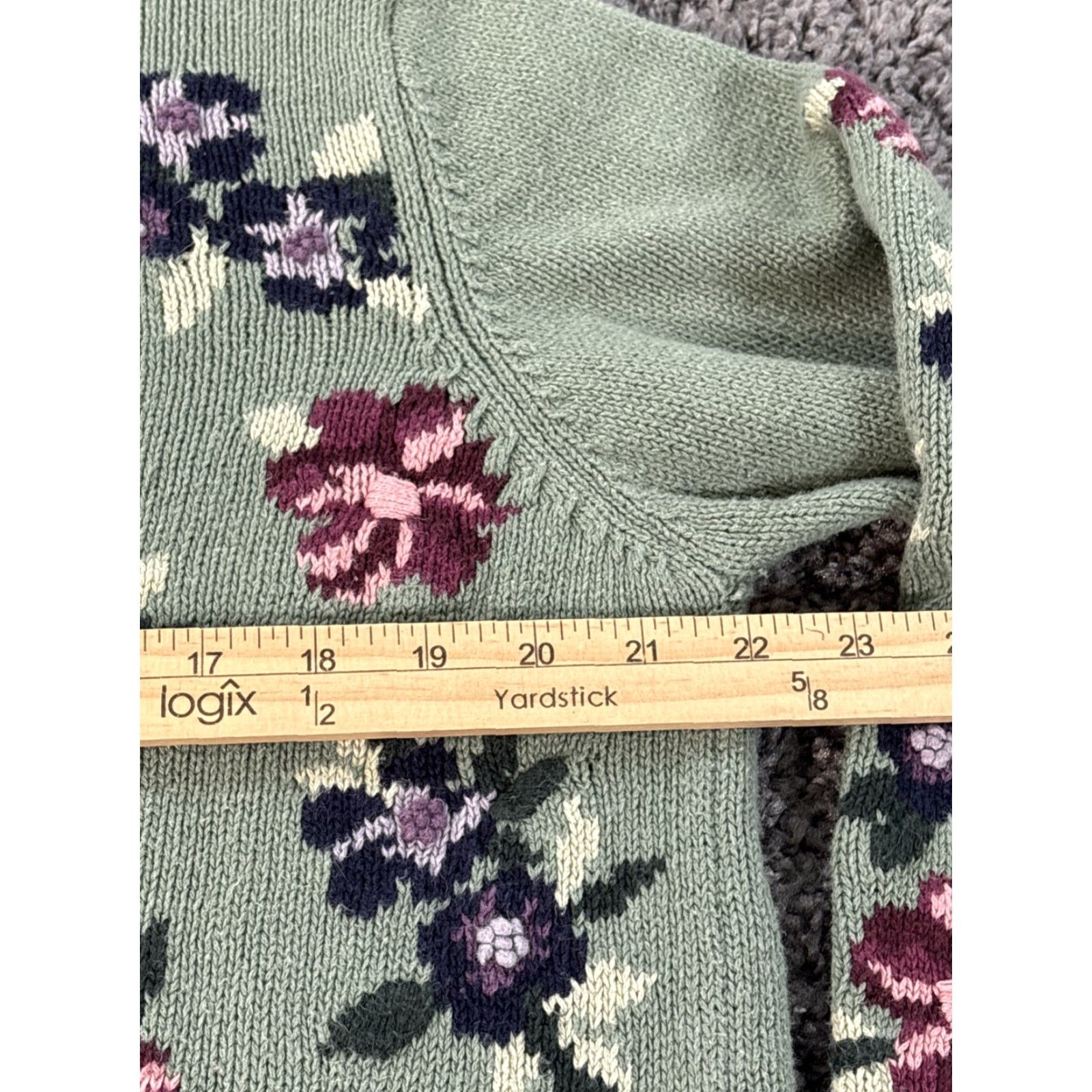 Vintage VINTAGE Fashion Bug Cardigan Sweater Womens Large Green Floral Embroidered 90s Size L / US 10 / IT 46 - 3 Thumbnail