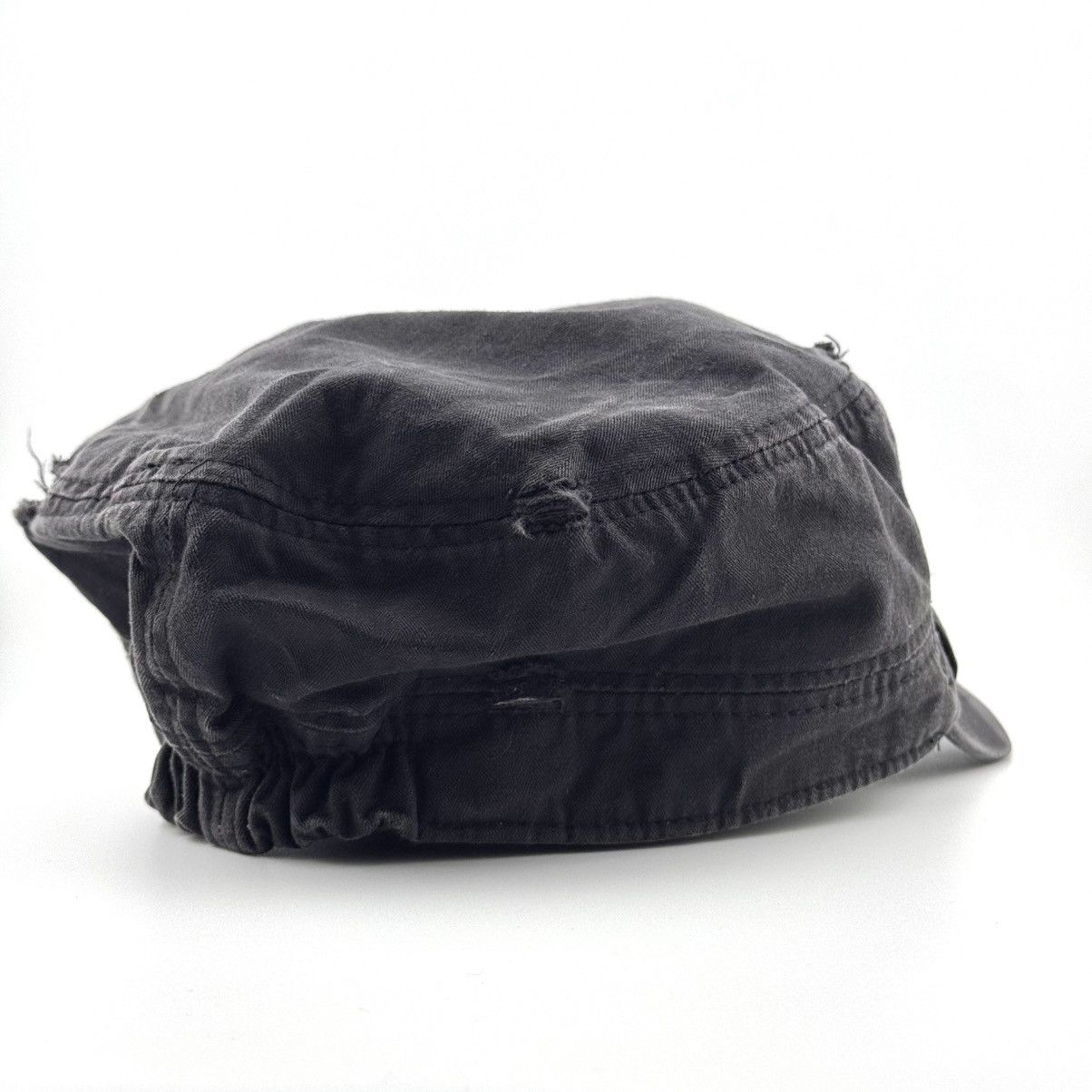 Japanese Brand Vtg Sunfaded Blank Black Distressed Military Work Hat Y2K Size ONE SIZE - 4 Thumbnail