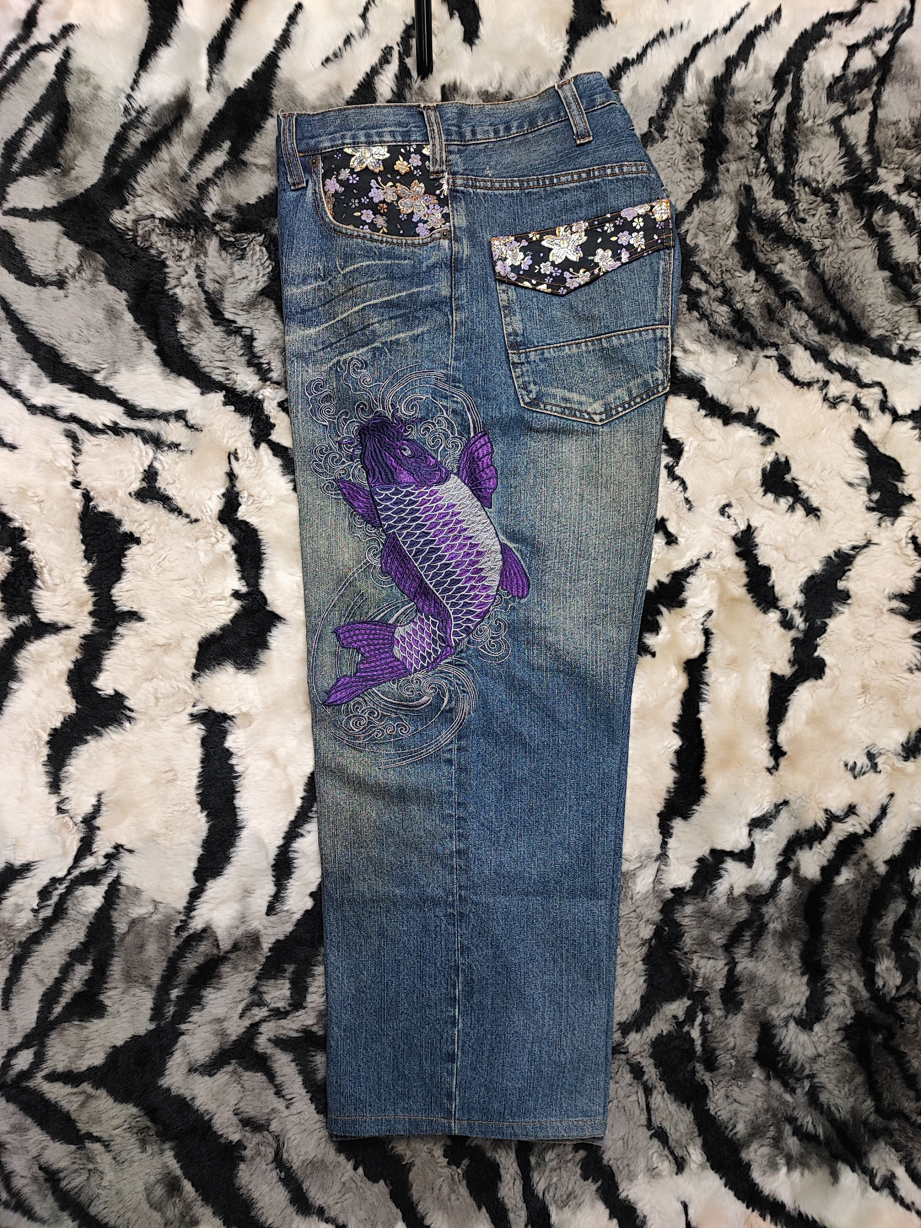 Japanese Brand Vintage Y2K Miyabi Musubi Japan Wagara Koi Fish Embroidery Size US 38 / EU 54 - 15 Thumbnail