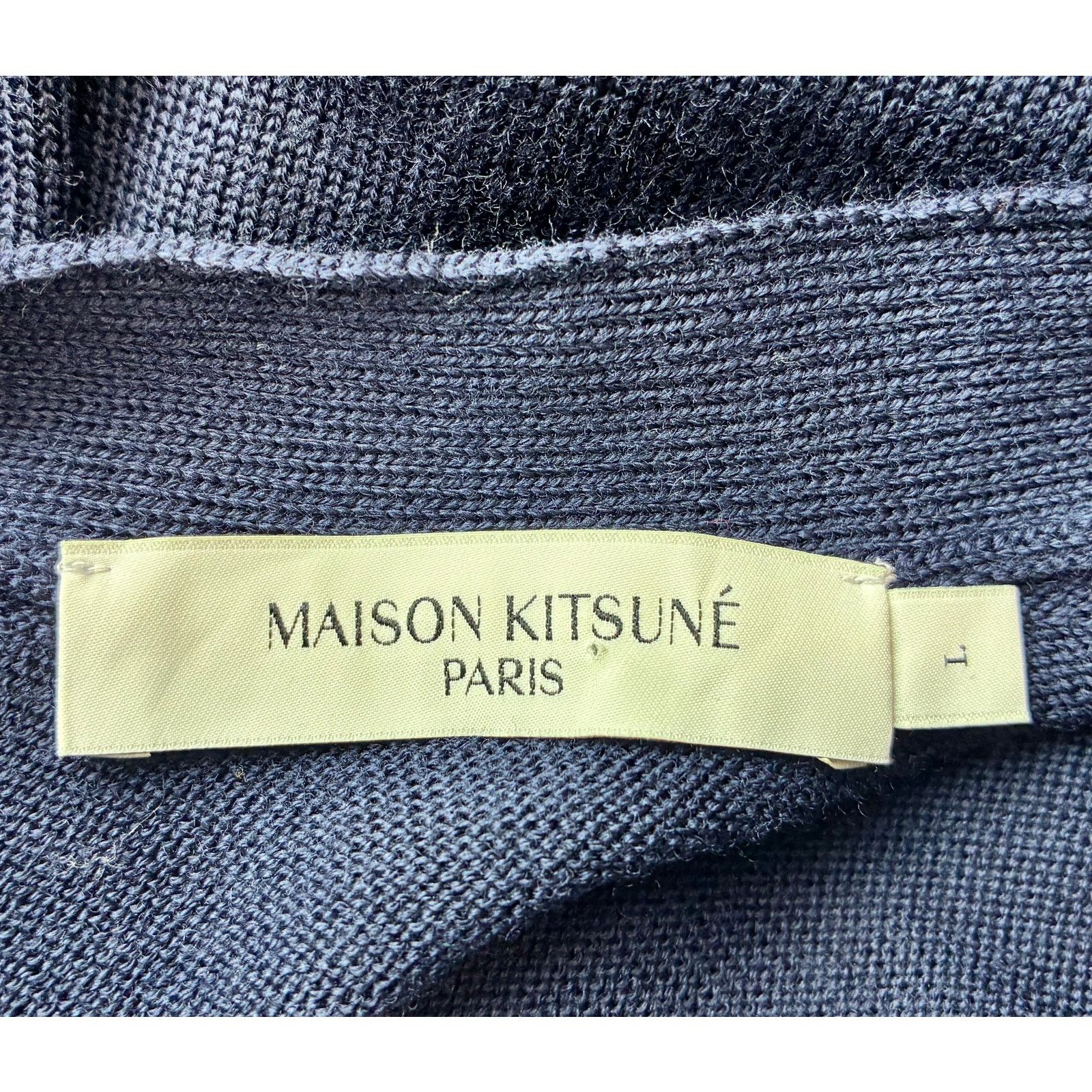 Maison Kitsune Maison Kitsune Navy Wool Fox Logo Cardigan L Size L / US 10 / IT 46 - 2 Thumbnail