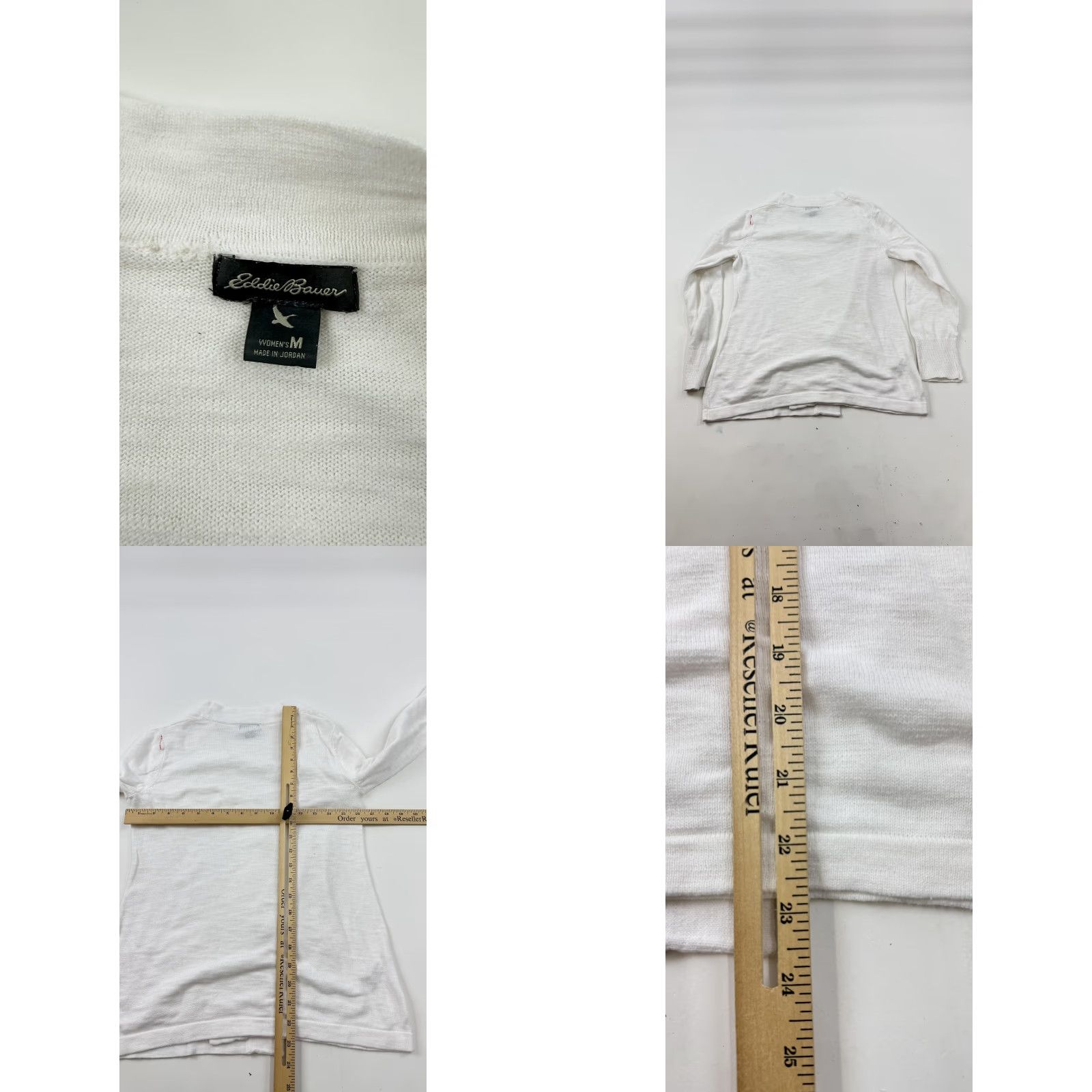 Eddie Bauer Eddie Bauer Sweater Cardigan Womens Medium White Open Front 100% Cotton Knit Knit Open Front Pockets Logo Bird 100% Cotton Mens? Size M / US 6-8 / IT 42-44 - 8 Thumbnail