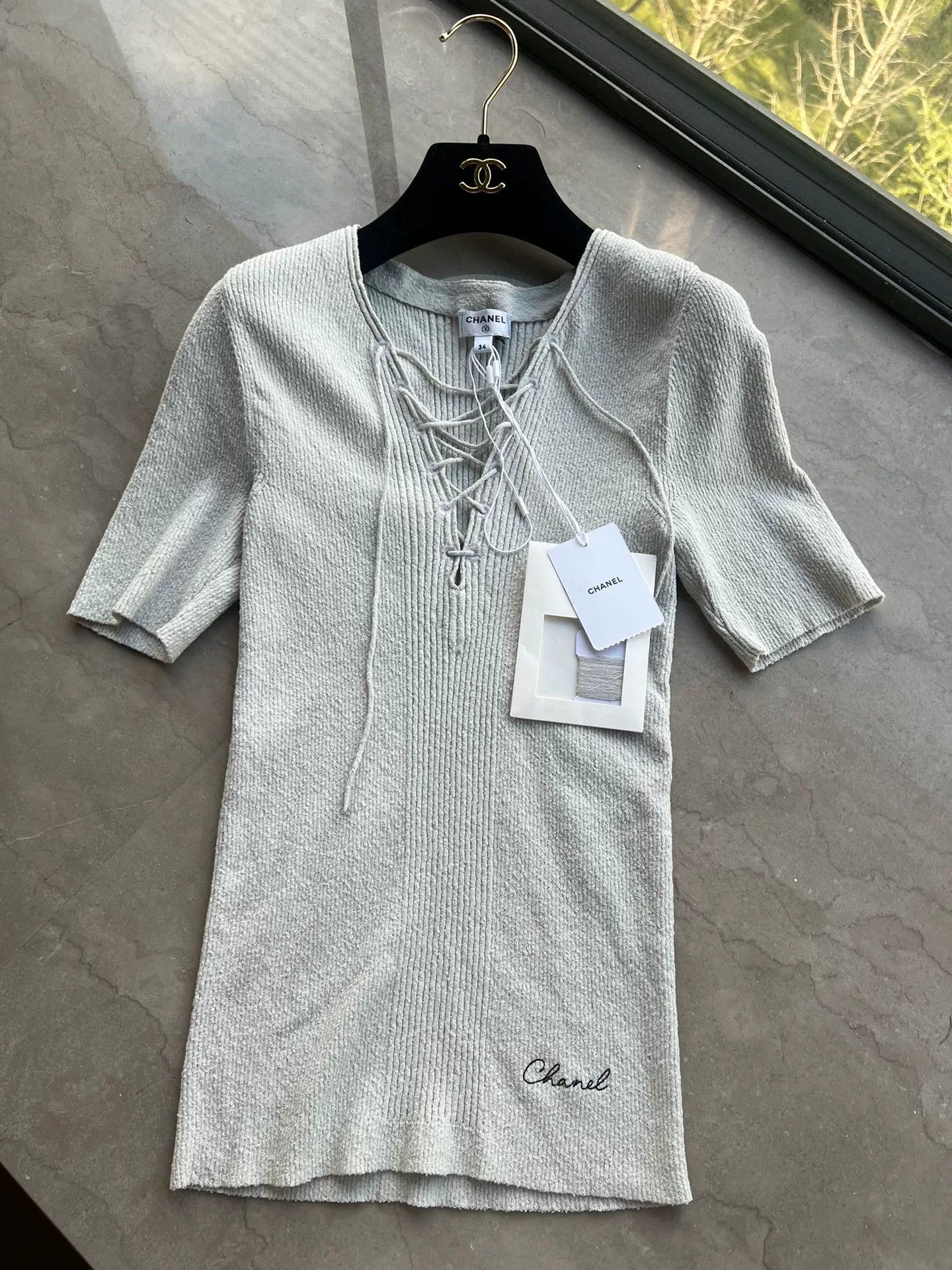 Chanel Chanel 25C Silver Lace-Up T-Shirt Size US XS / EU 42 / 0 - 1 Thumbnail