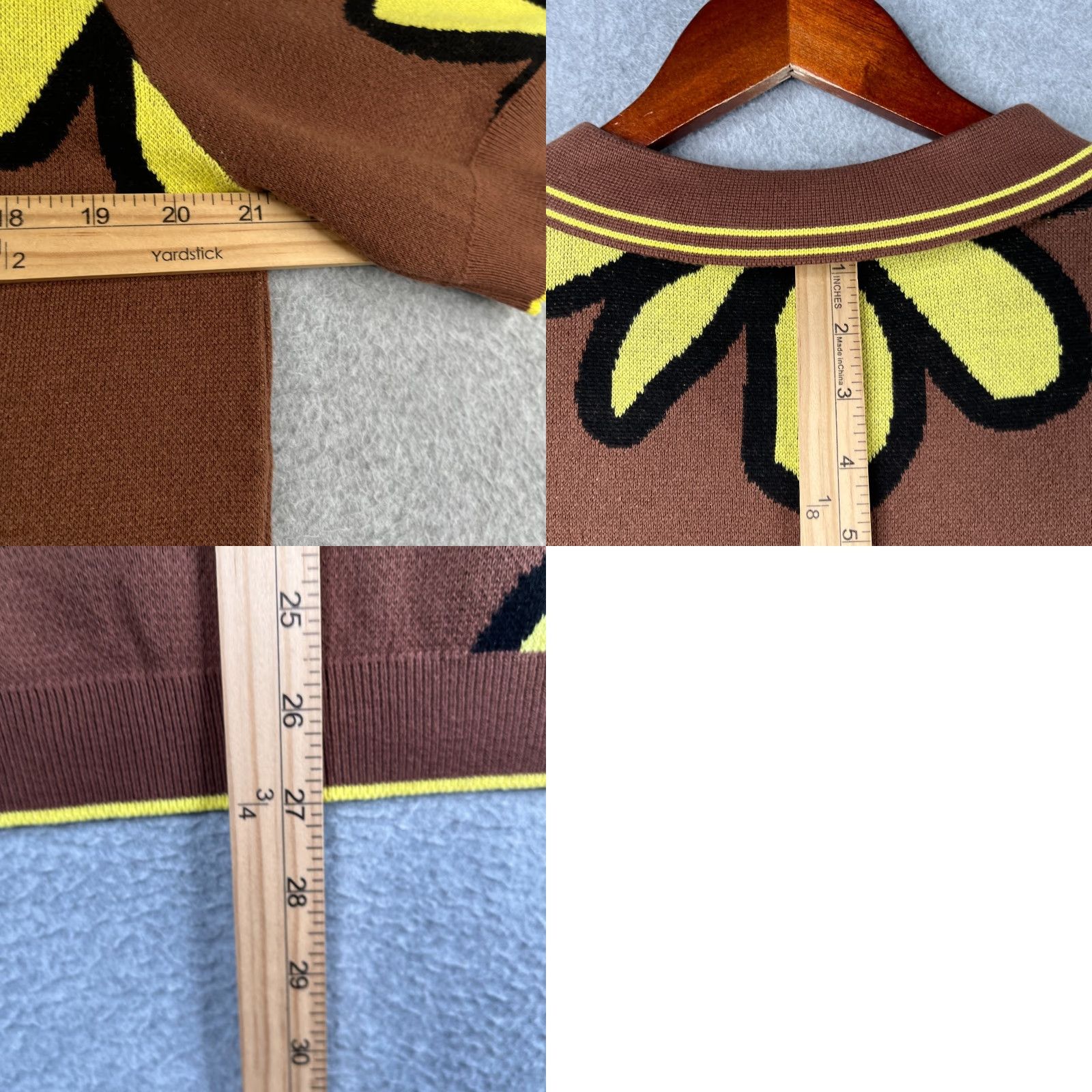 WeSC WESC Knit Shirt Medium Brown Yellow Flower Button Up Short Sleeve NWT Size US M / EU 48-50 / 2 - 8 Thumbnail