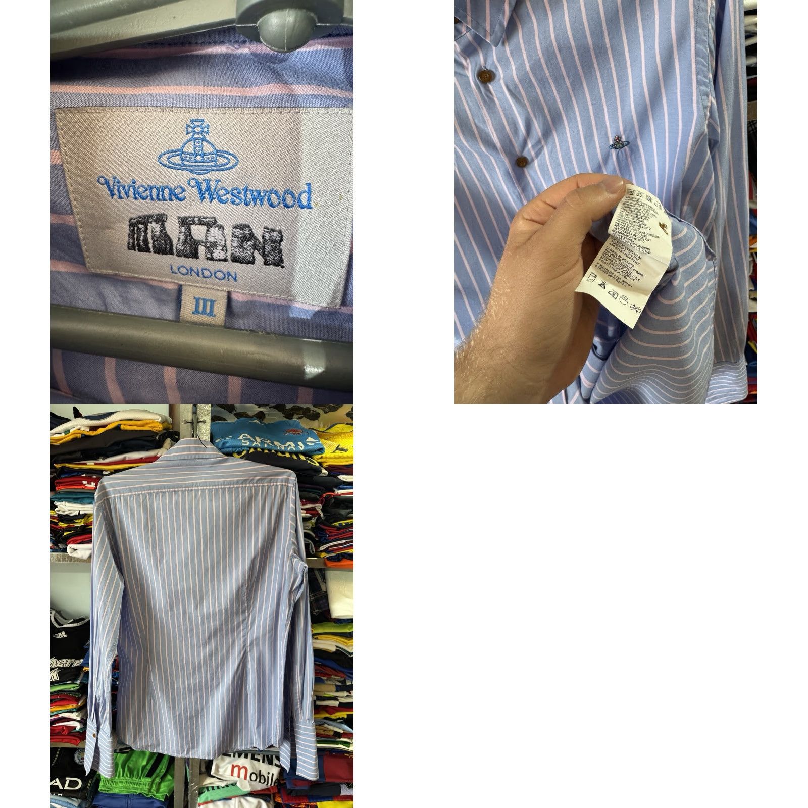 Vivienne Westwood VIVIENNE WESTWOOD MAN Shirt / Striped Slim Fit Blue Pink Long Sleeve Size S EU 46 III / 46 / small Mens Size US S / EU 44-46 / 1 - 9 Thumbnail
