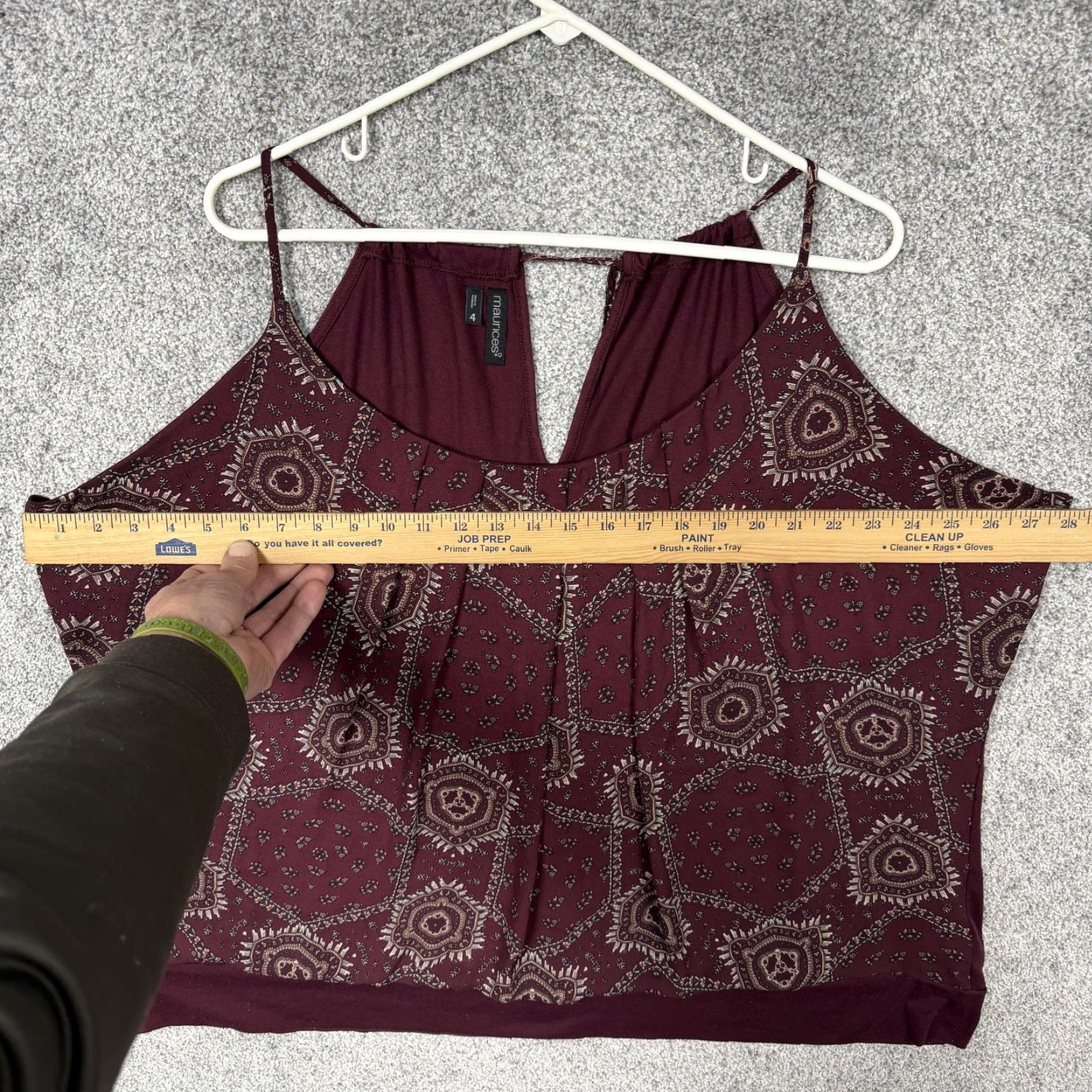 Vintage Maurices Camisole Tank Top + Plus 4 Maroon Geometric Boho Chic Festival Tribal Indie Shirt Women Sleeveless V-Neck Strappy Sleeve Lined Relaxed Size S / US 4 / IT 40 - 3 Thumbnail