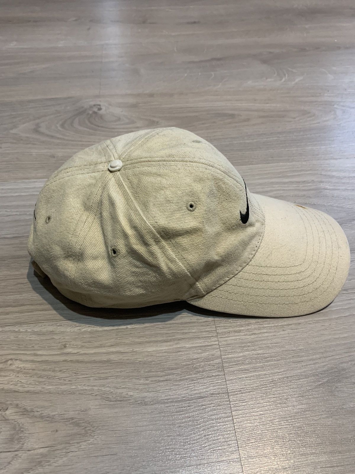 Nike × Vintage Vintage Nike 90’s Cap Hat Baseball Dad Beige Swoosh Drill Size ONE SIZE - 6 Thumbnail