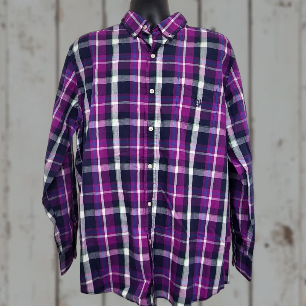 Chaps Chaps Shirt Men's XL/TG Purple Pink Black Long Sleeved Mardas Plaid Preppy Button-Up Button-Front Collared Customizable? (No) Size US XL / EU 56 / 4 - 1 Thumbnail