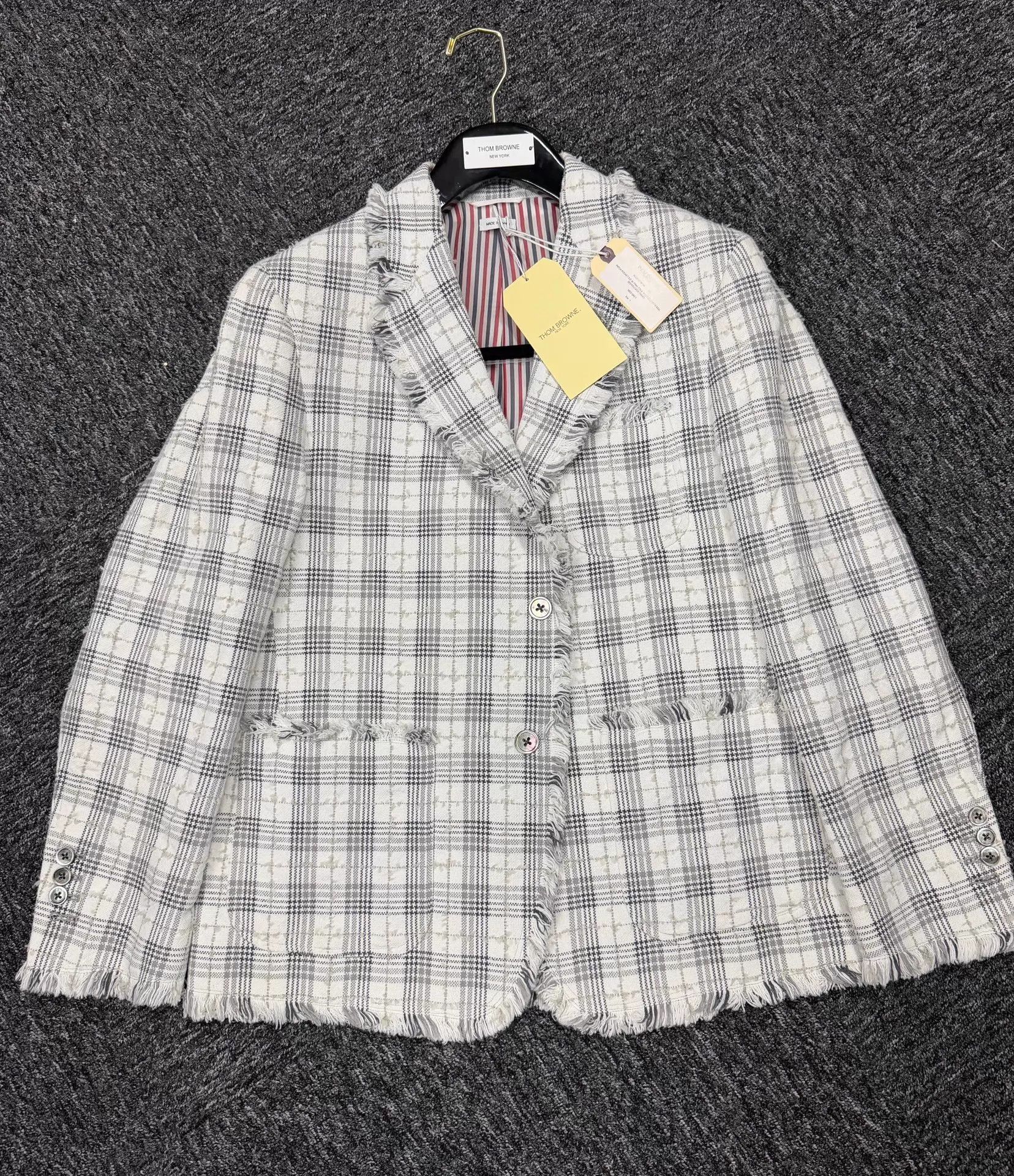 Thom Browne Thom Browne Men's Rare Raw Edge Check Blazer Size1 Size US S / EU 44-46 / 1 - 3 Thumbnail