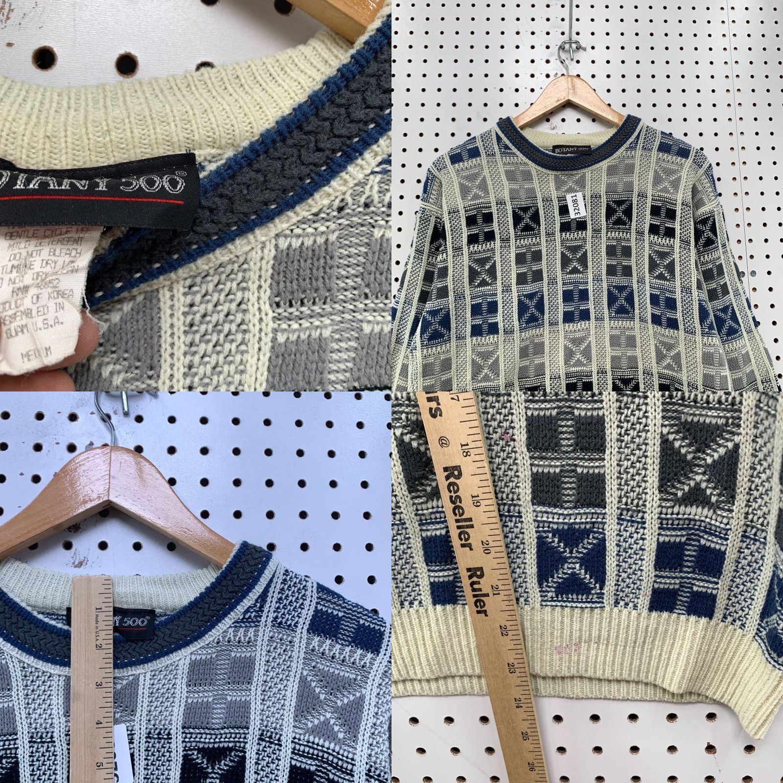 Vintage VINTAGE Botany 500 Knit Sweater Mens Small Geometric Beige 80s 90s USA Size US S / EU 44-46 / 1 - 8 Thumbnail