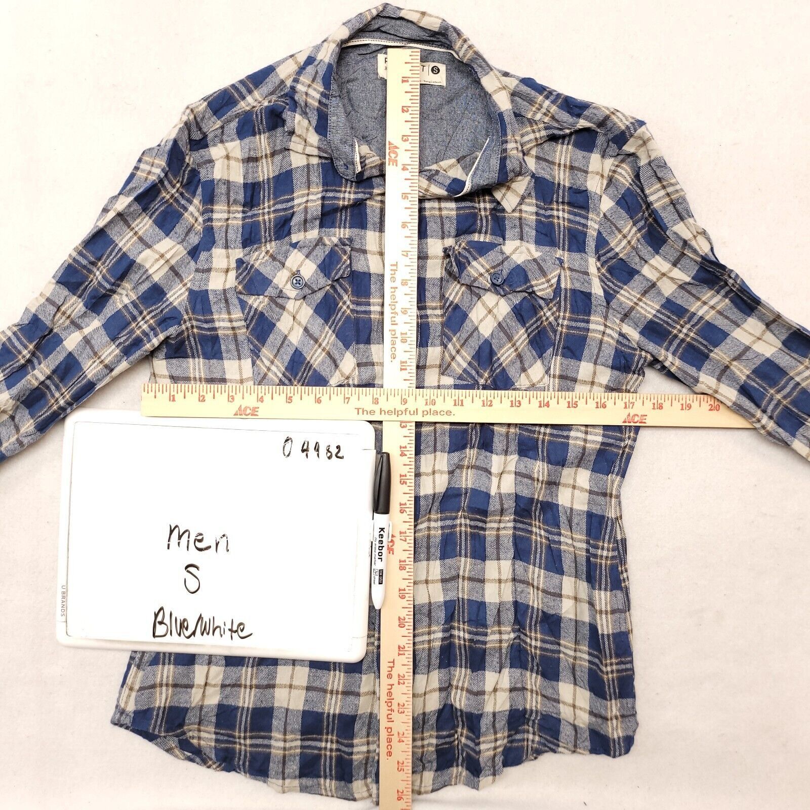 Retrofit Retrofit Madras Flannel Shirt Mens Size Small S Blue White Size US S / EU 44-46 / 1 - 6 Thumbnail