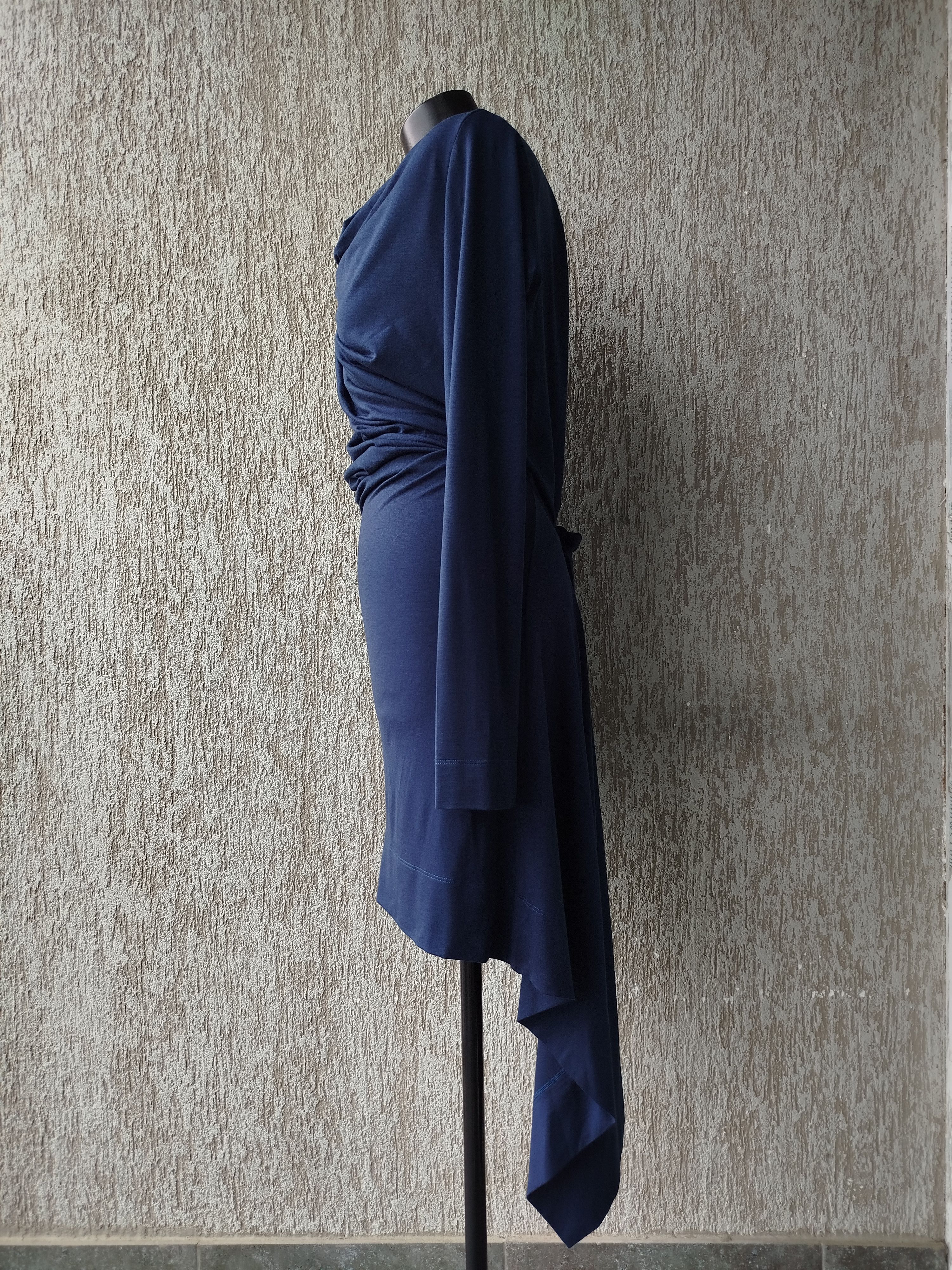 Vivienne Westwood Dress Long Sleeve Asymmetric Draped Wool A/W 2010 Size S Size S / US 4 / IT 40 - 8 Thumbnail